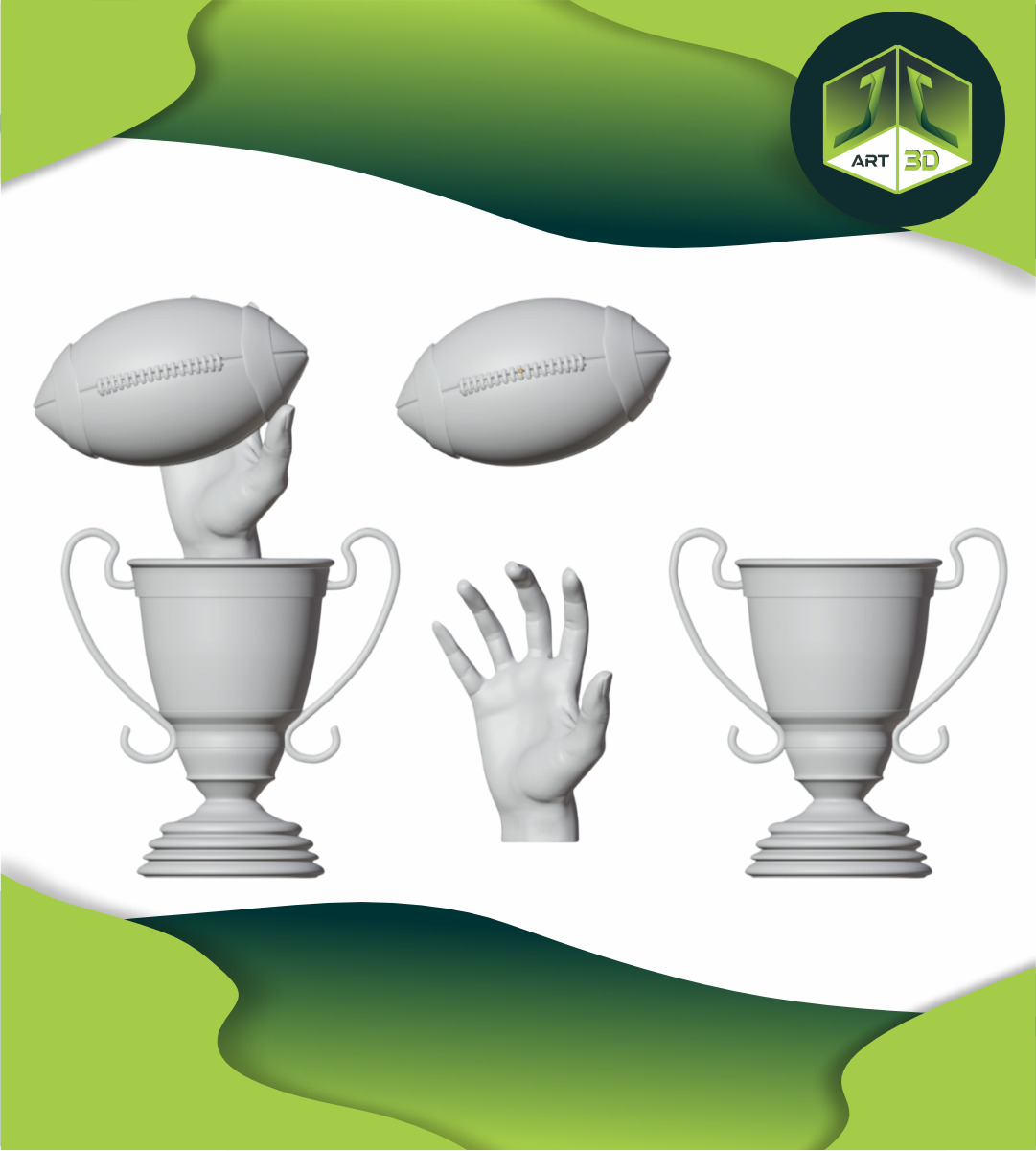 American Premium Football Trophy 3D print model_9