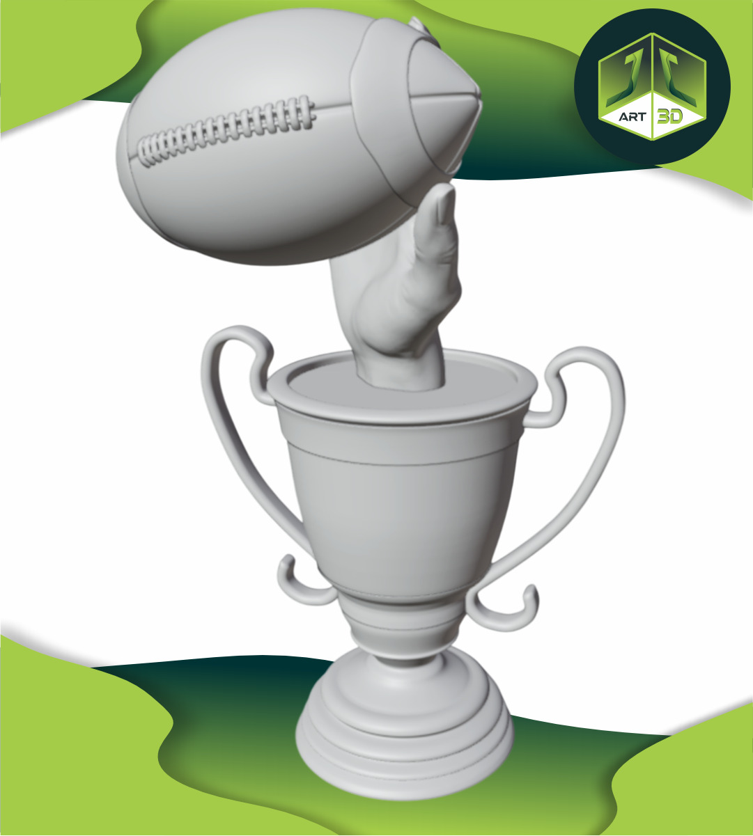 American Premium Football Trophy 3D print model_8