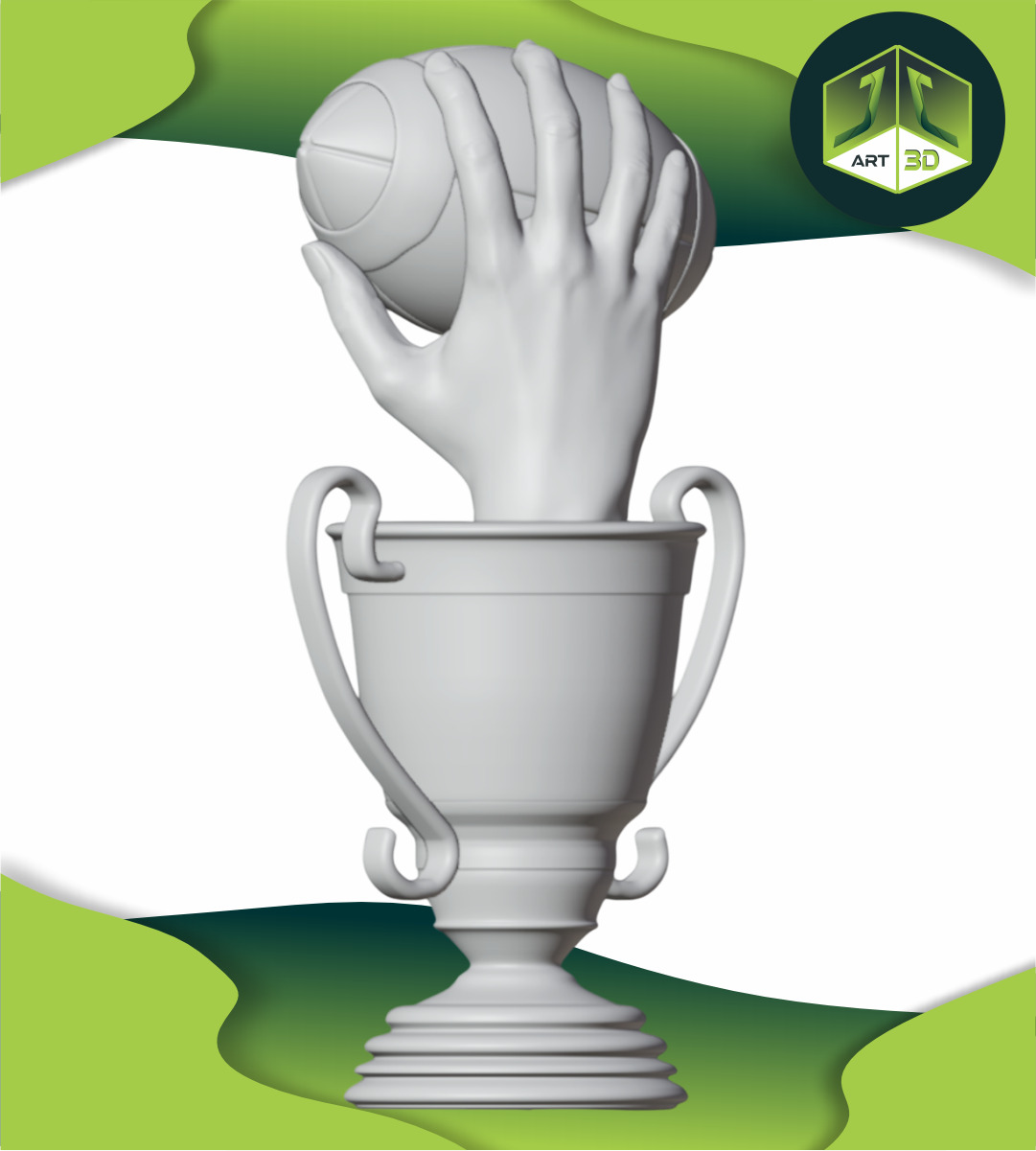 American Premium Football Trophy 3D print model_7