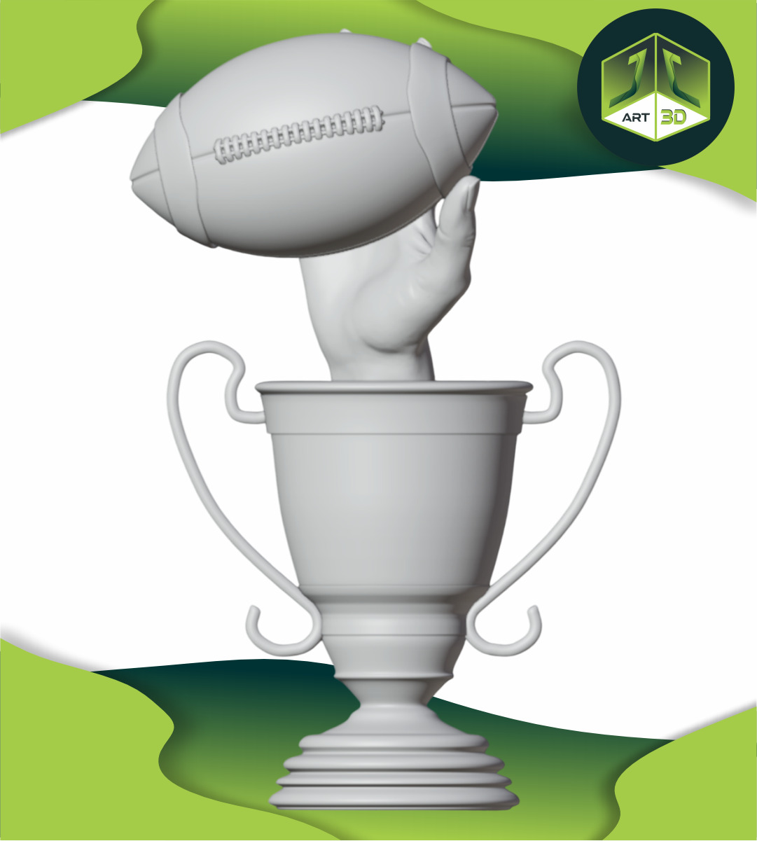 American Premium Football Trophy 3D print model_5