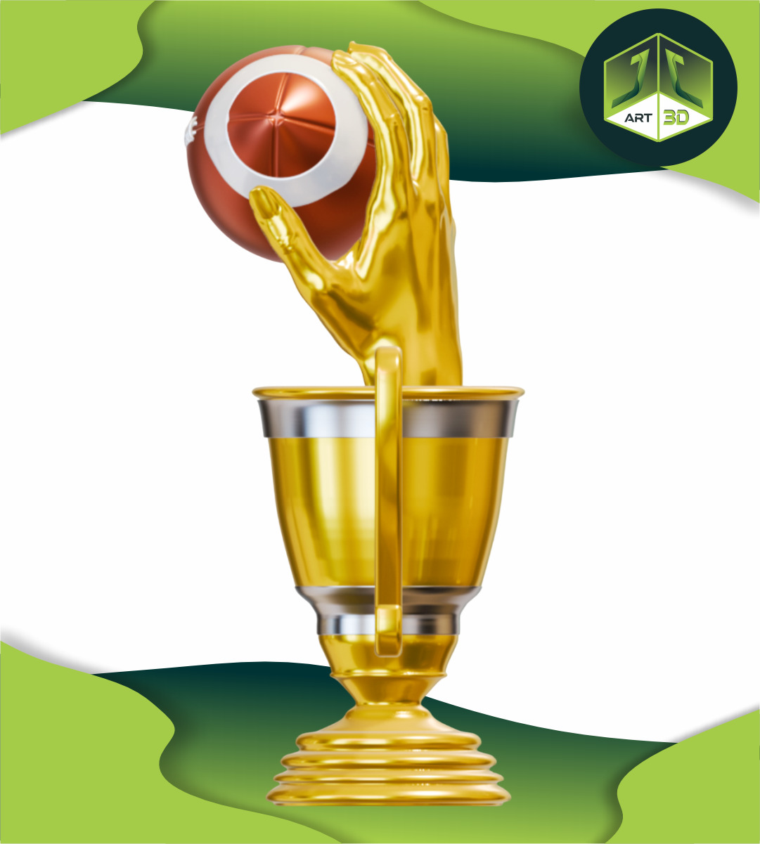 American Premium Football Trophy 3D print model_1