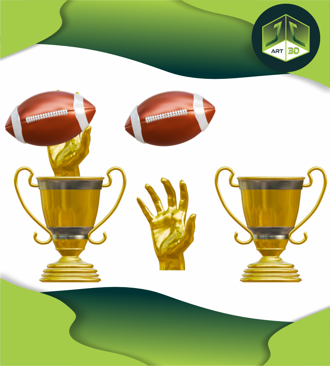American Premium Football Trophy 3D print model_4