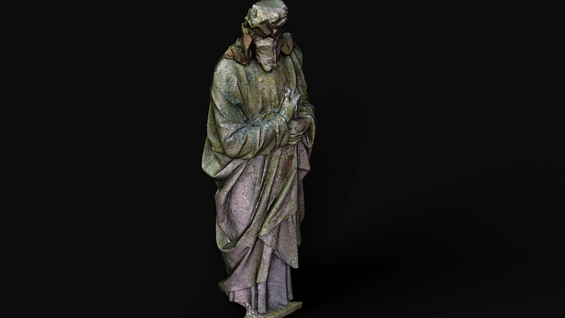 damaged ancient apostle mossy monument PBR photogrammetry Low-poly 3D model_5