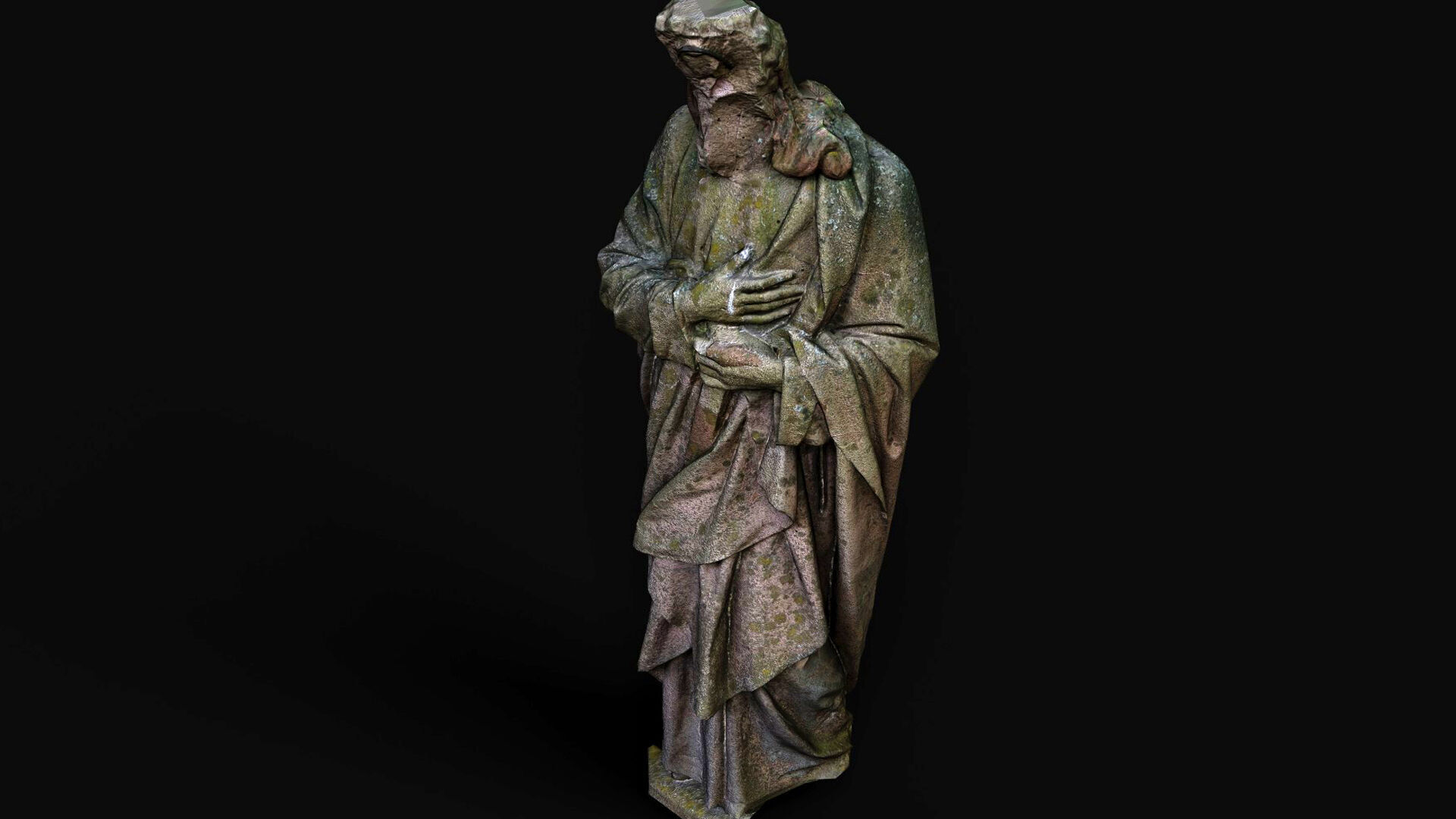 damaged ancient apostle mossy monument PBR photogrammetry Low-poly 3D model_4