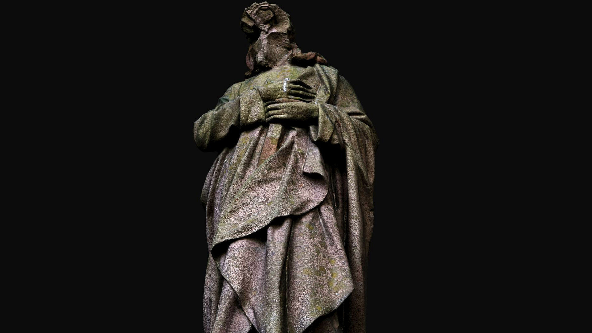 damaged ancient apostle mossy monument PBR photogrammetry Low-poly 3D model_6