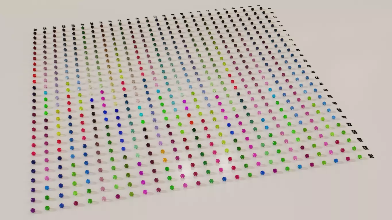 Glass marbles and palette in one Low-poly 3D model_0