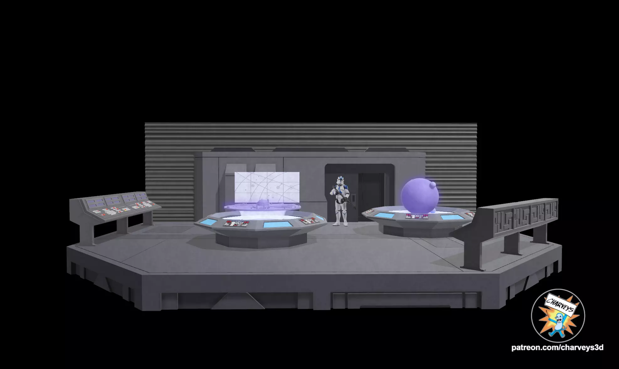 Star Wars Anaxes Command Center Diorama for 4 inch figures 3D print model