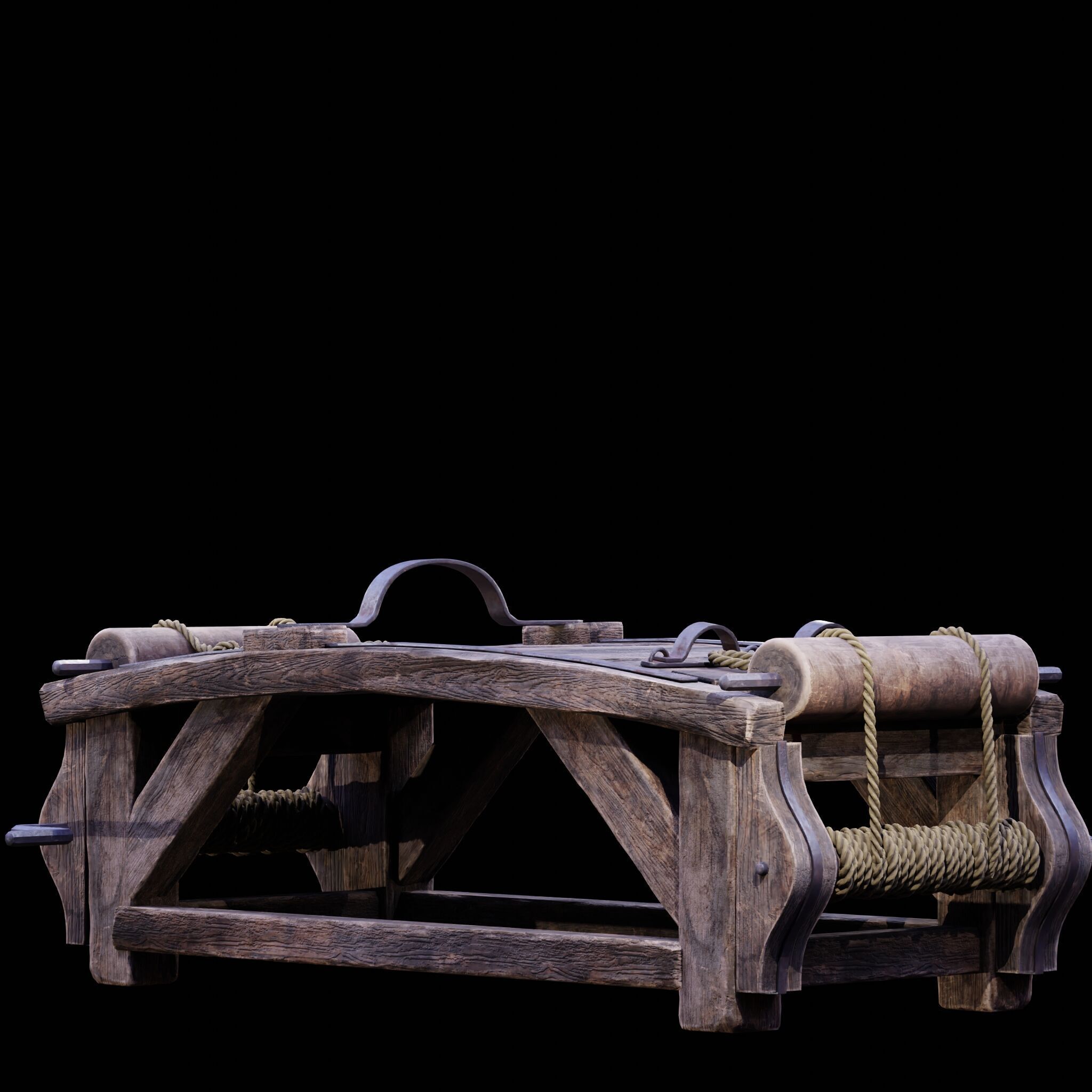 NANITE REAL-TIME MEDIEVAL STRETCHING TABLE - TORTURE DEVICE Low-poly 3D model_20