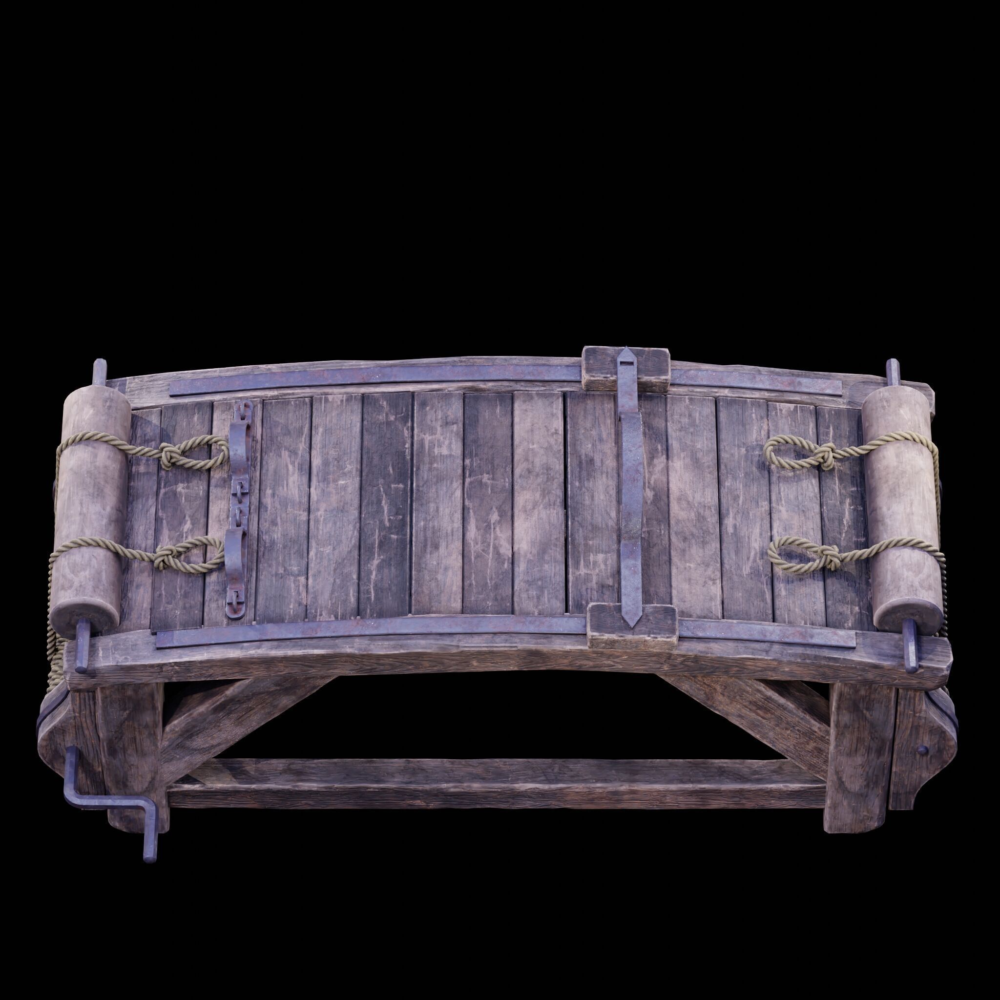 NANITE REAL-TIME MEDIEVAL STRETCHING TABLE - TORTURE DEVICE Low-poly 3D model_39