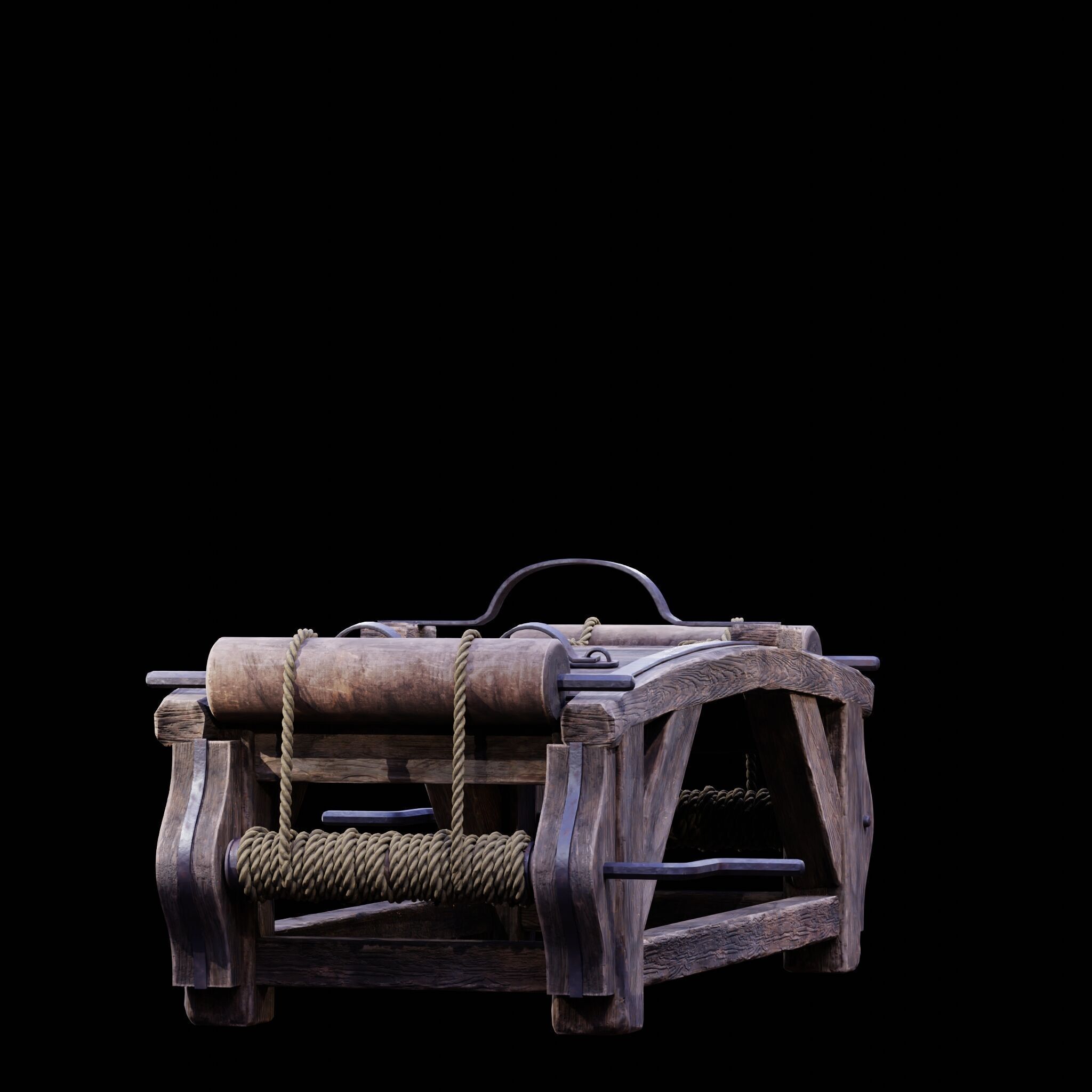 NANITE REAL-TIME MEDIEVAL STRETCHING TABLE - TORTURE DEVICE Low-poly 3D model_23