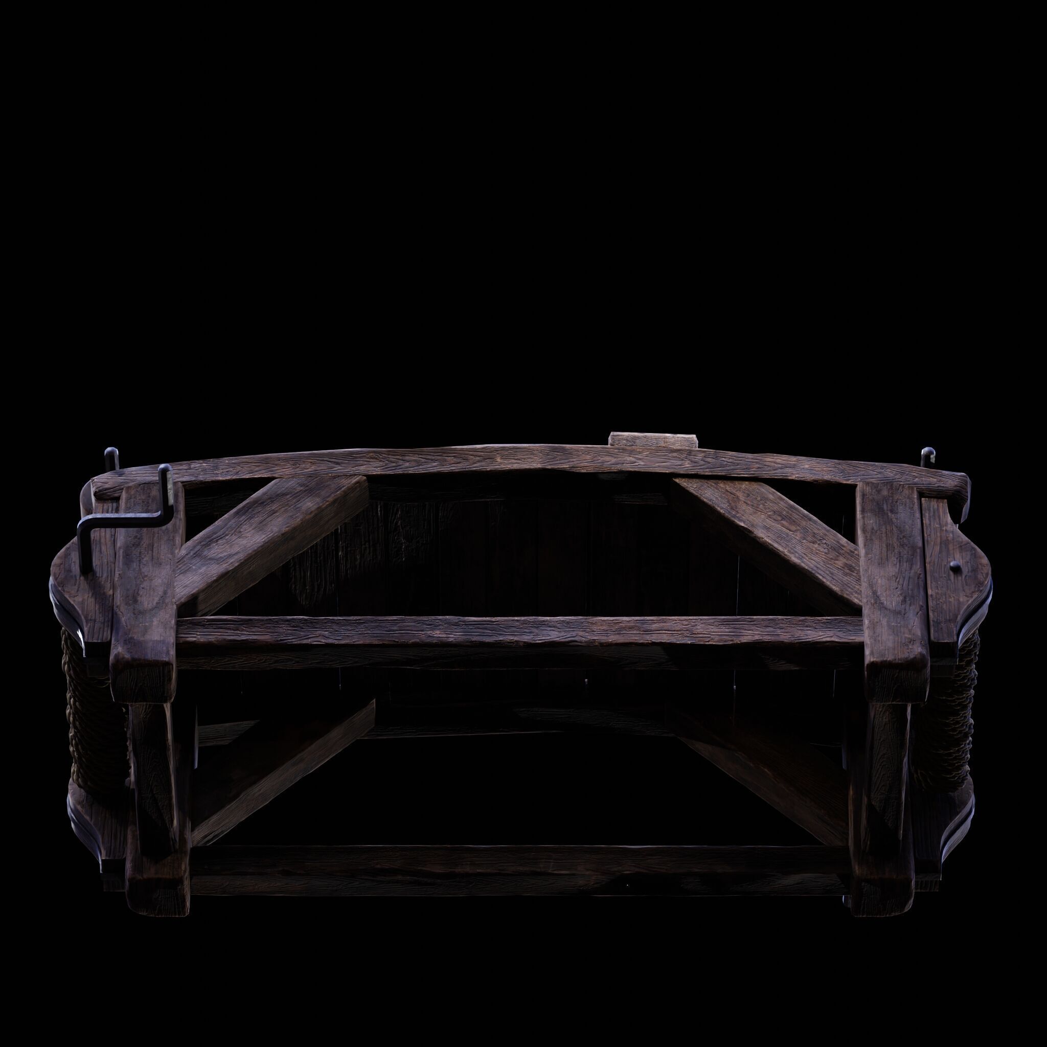 NANITE REAL-TIME MEDIEVAL STRETCHING TABLE - TORTURE DEVICE Low-poly 3D model_32