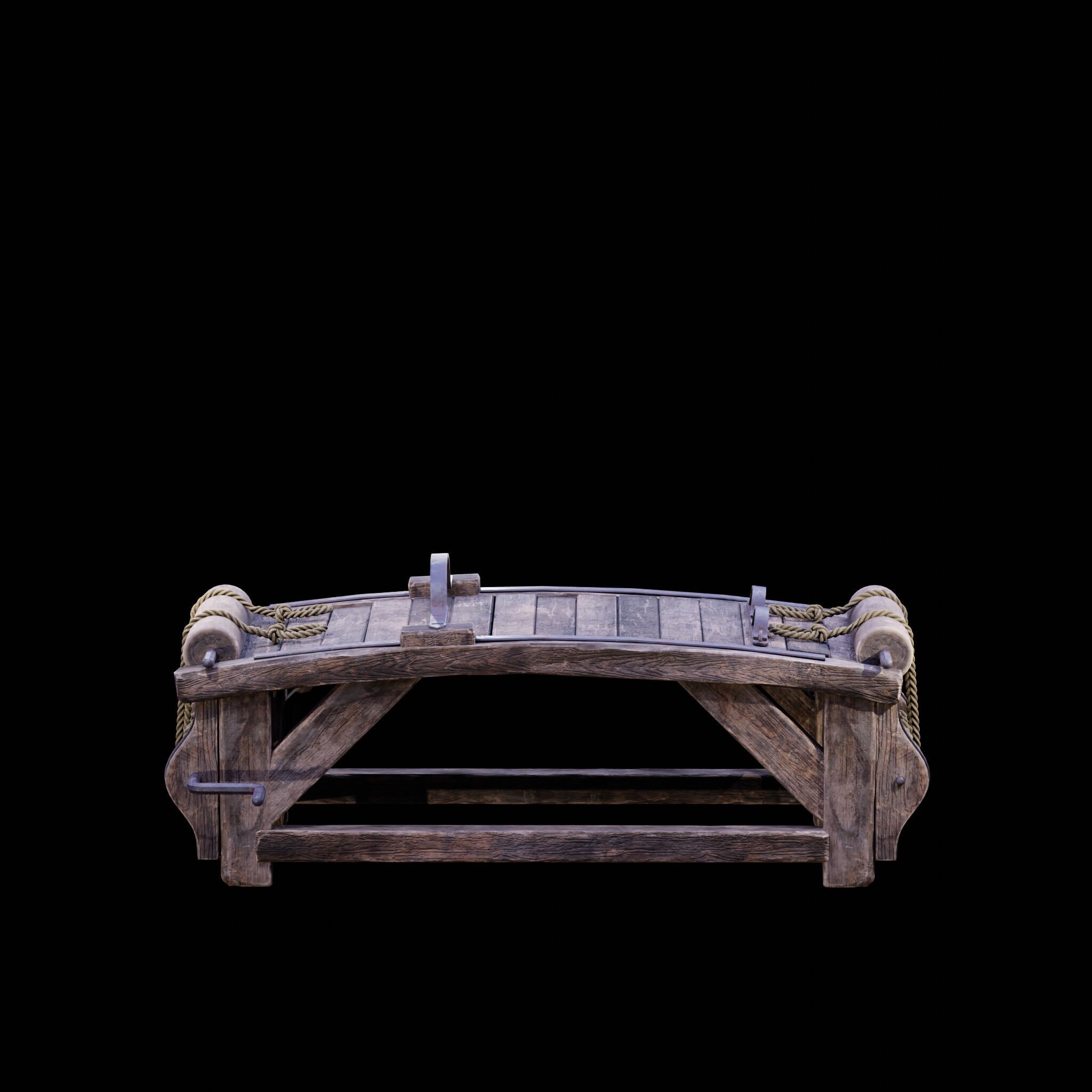 NANITE REAL-TIME MEDIEVAL STRETCHING TABLE - TORTURE DEVICE Low-poly 3D model_9