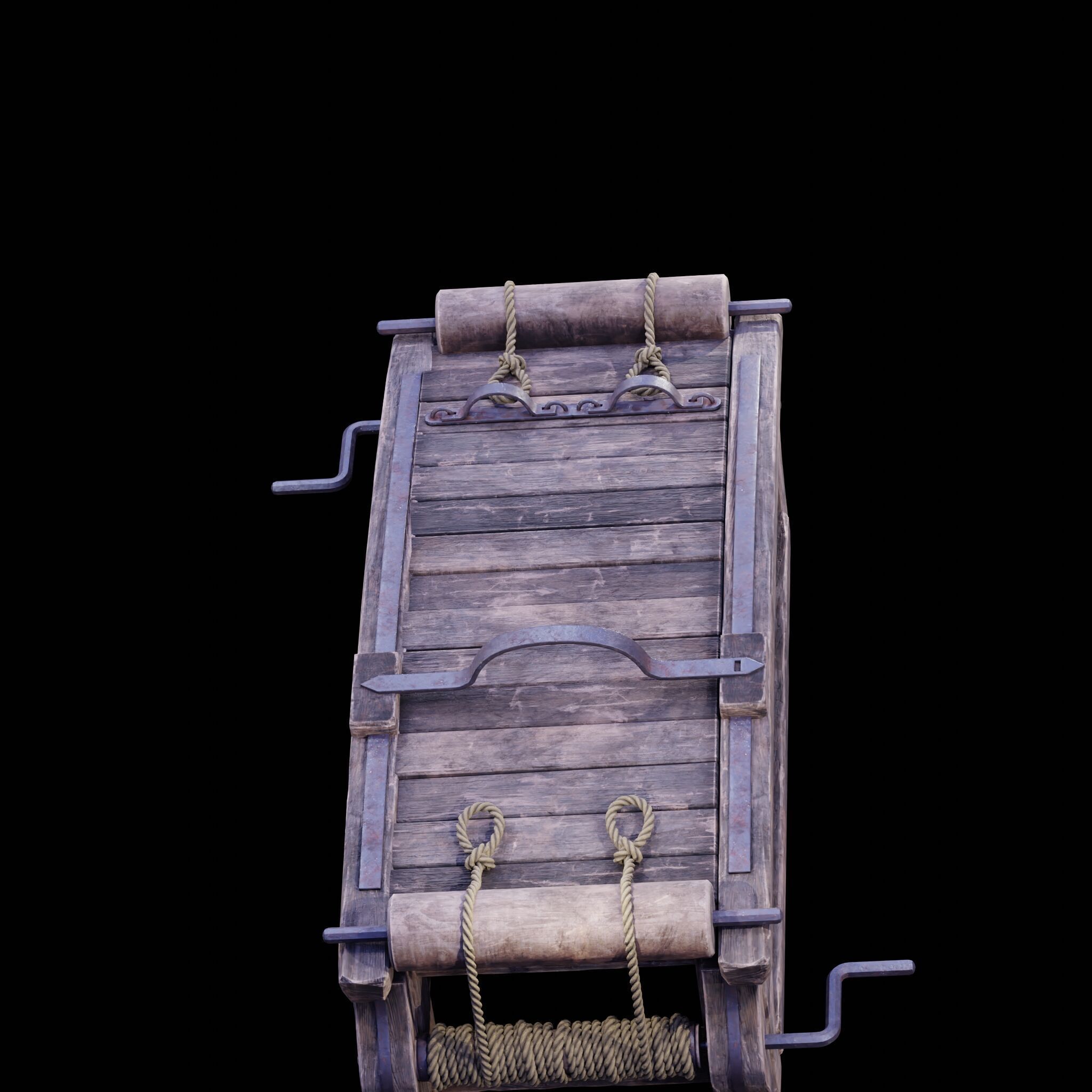 NANITE REAL-TIME MEDIEVAL STRETCHING TABLE - TORTURE DEVICE Low-poly 3D model_28