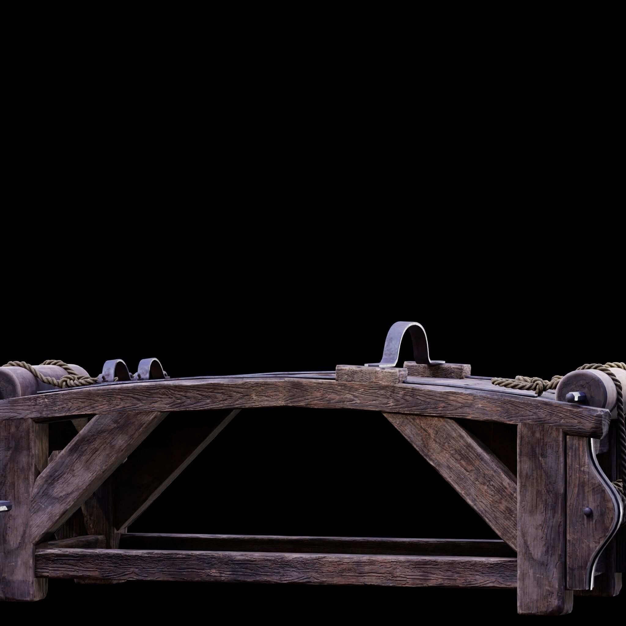 NANITE REAL-TIME MEDIEVAL STRETCHING TABLE - TORTURE DEVICE Low-poly 3D model_14