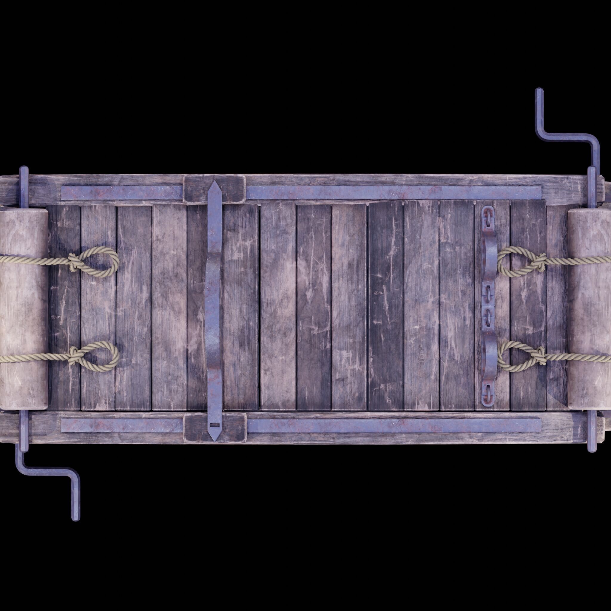 NANITE REAL-TIME MEDIEVAL STRETCHING TABLE - TORTURE DEVICE Low-poly 3D model_41