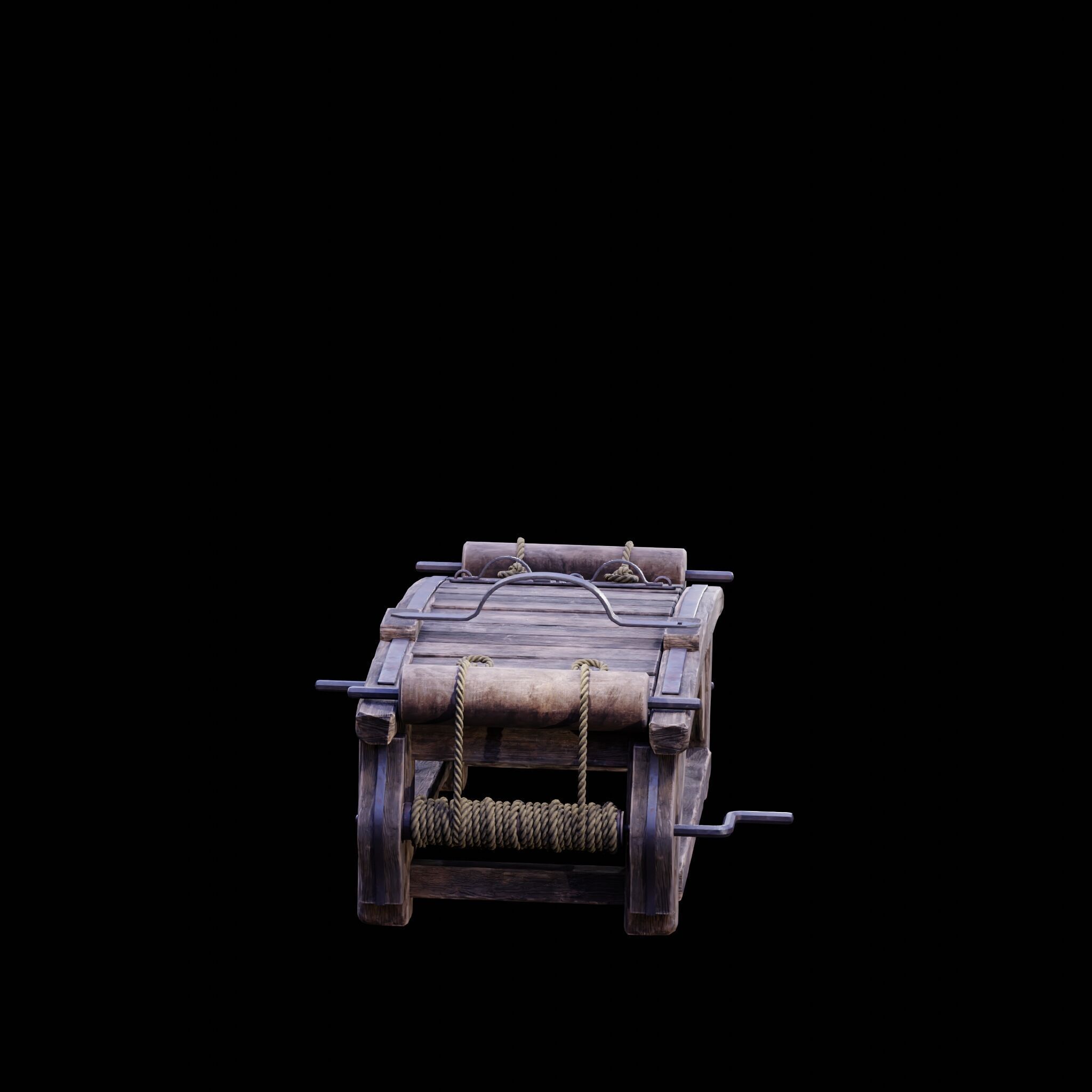 NANITE REAL-TIME MEDIEVAL STRETCHING TABLE - TORTURE DEVICE Low-poly 3D model_22