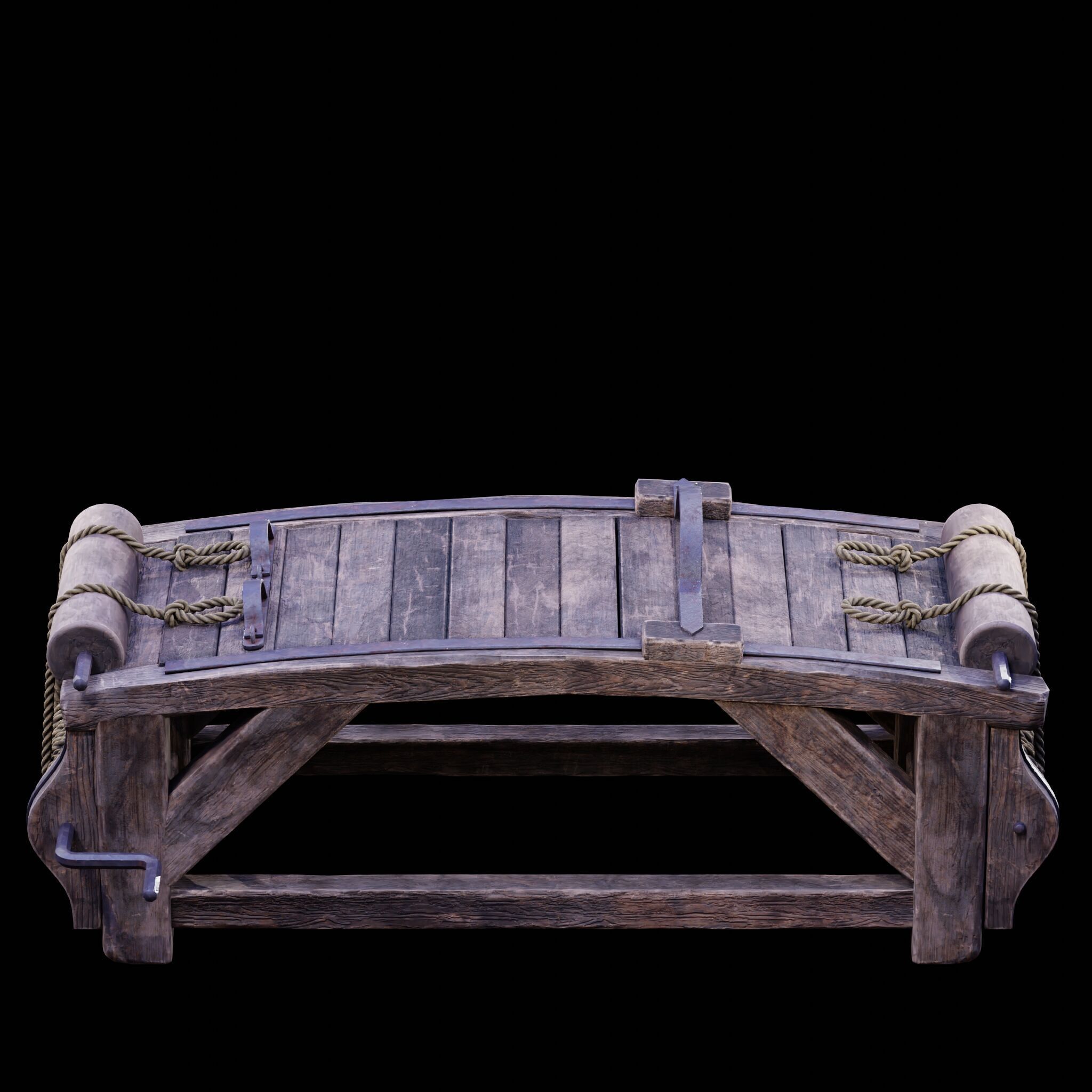 NANITE REAL-TIME MEDIEVAL STRETCHING TABLE - TORTURE DEVICE Low-poly 3D model_25