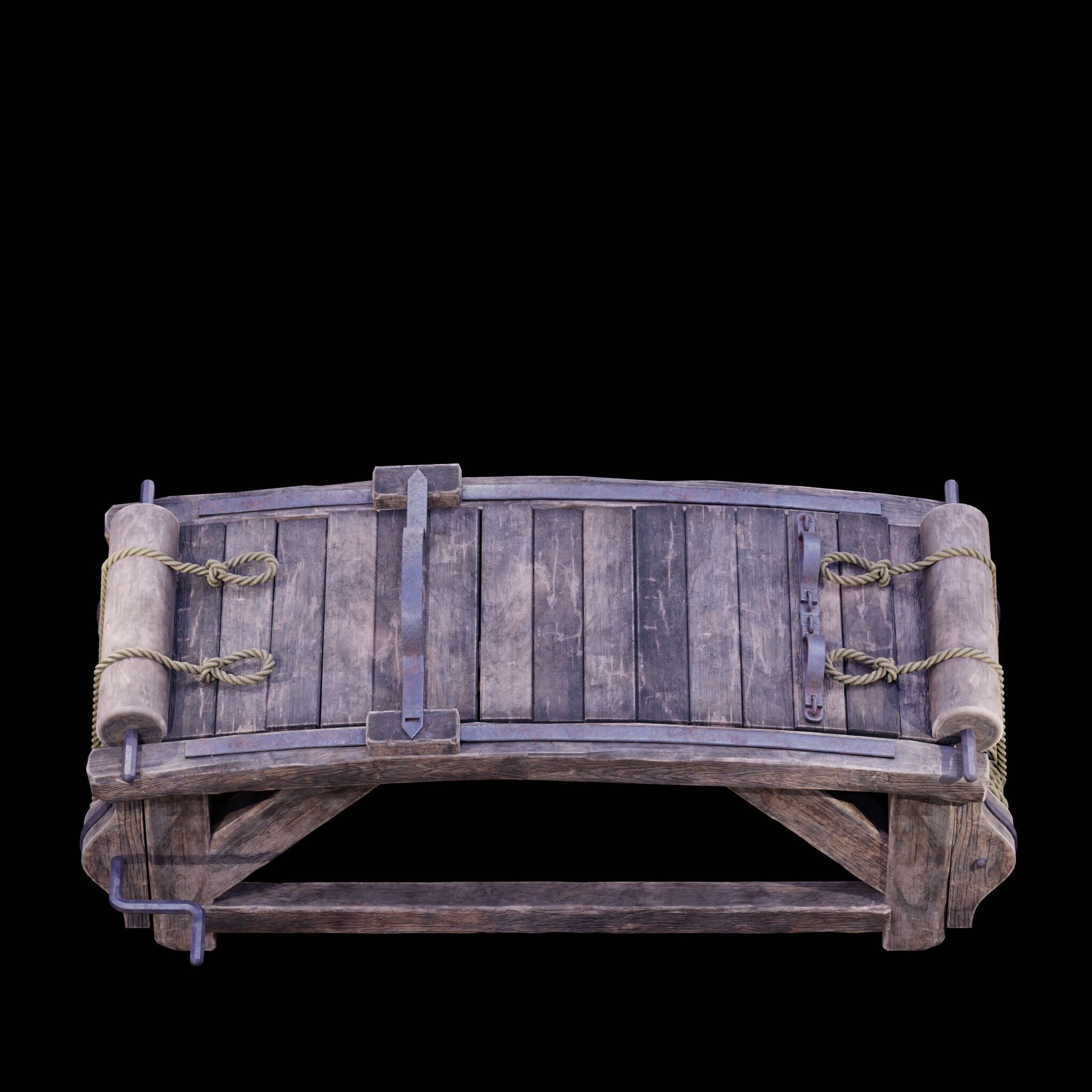 NANITE REAL-TIME MEDIEVAL STRETCHING TABLE - TORTURE DEVICE Low-poly 3D model_26