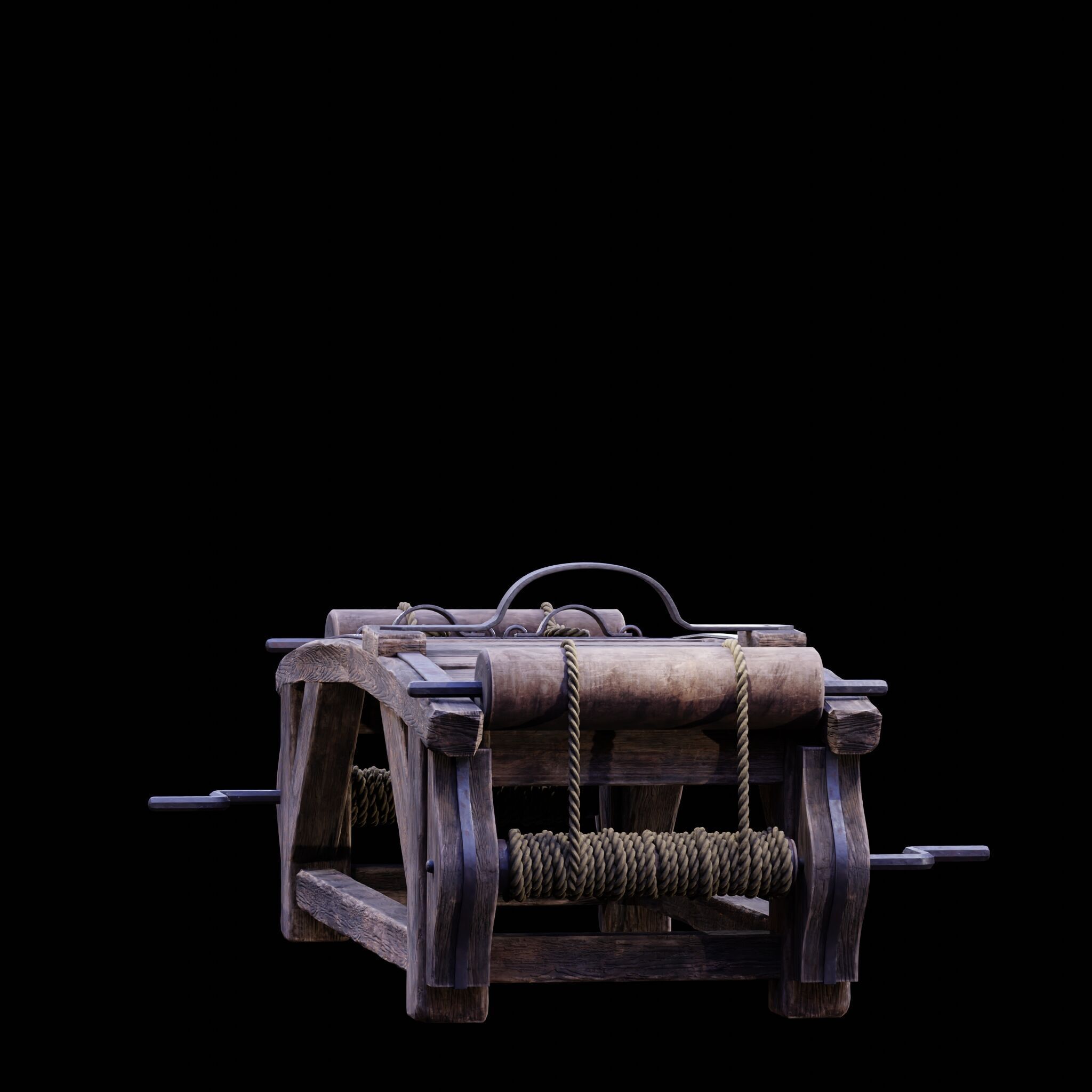 NANITE REAL-TIME MEDIEVAL STRETCHING TABLE - TORTURE DEVICE Low-poly 3D model_46