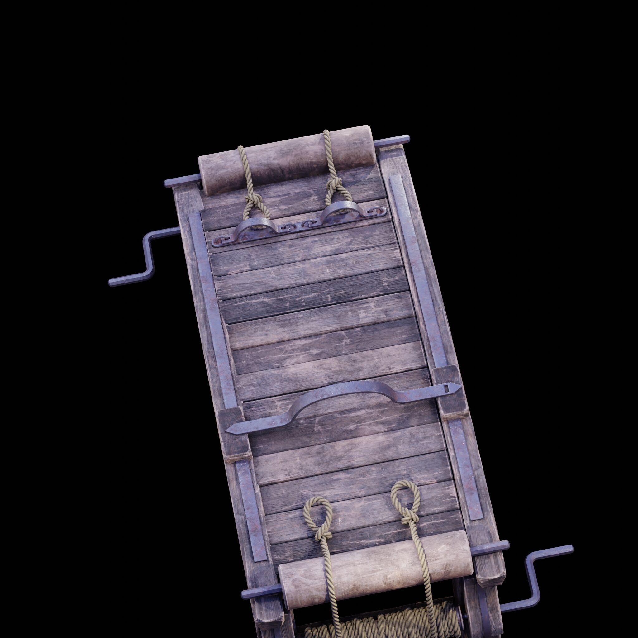NANITE REAL-TIME MEDIEVAL STRETCHING TABLE - TORTURE DEVICE Low-poly 3D model_38