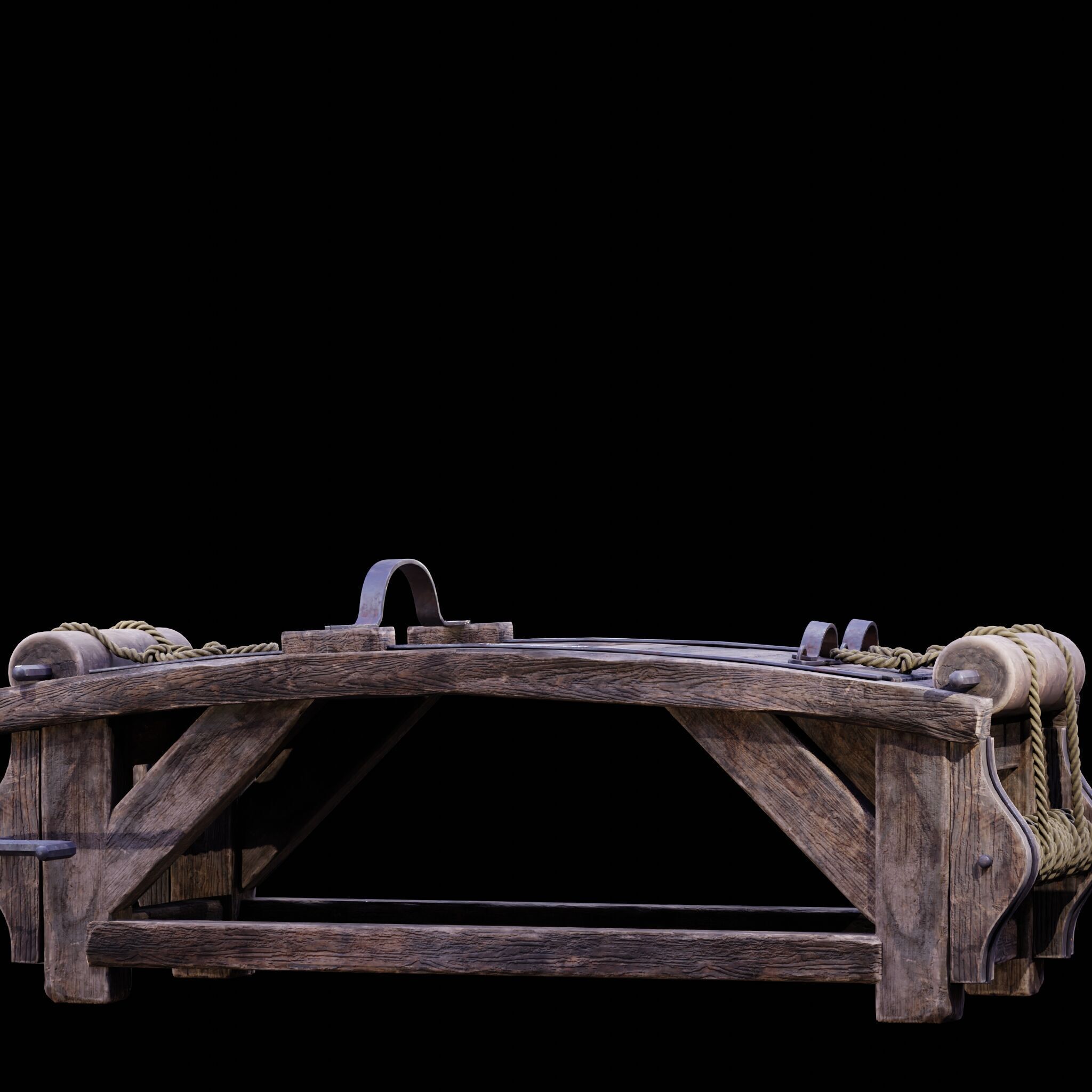 NANITE REAL-TIME MEDIEVAL STRETCHING TABLE - TORTURE DEVICE Low-poly 3D model_13