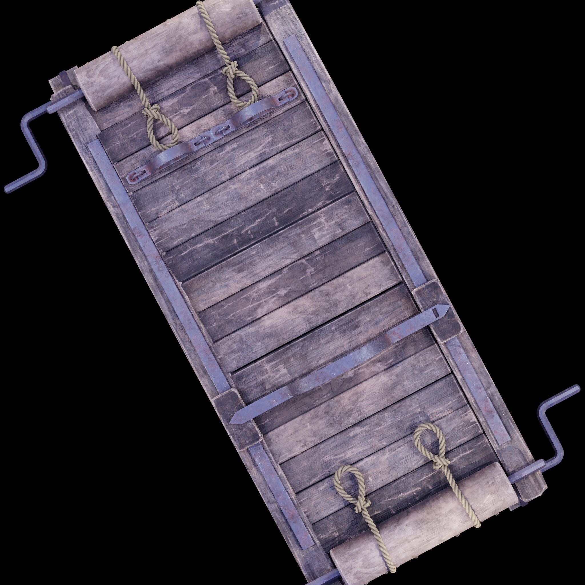 NANITE REAL-TIME MEDIEVAL STRETCHING TABLE - TORTURE DEVICE Low-poly 3D model_45