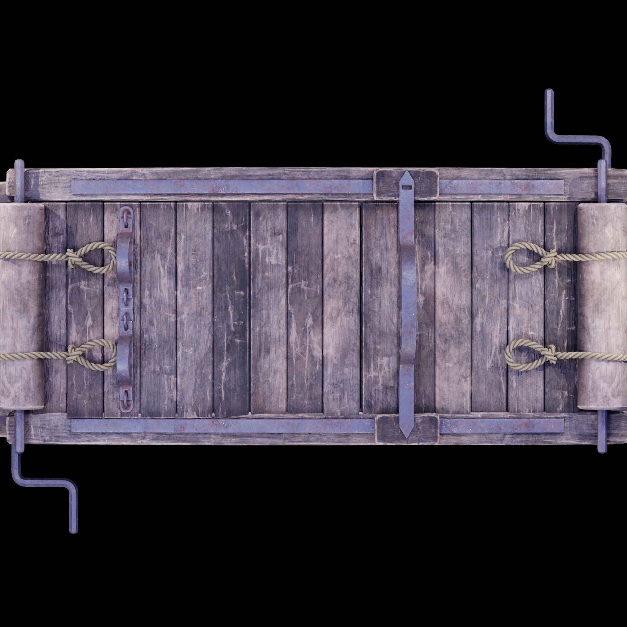 NANITE REAL-TIME MEDIEVAL STRETCHING TABLE - TORTURE DEVICE Low-poly 3D model_2