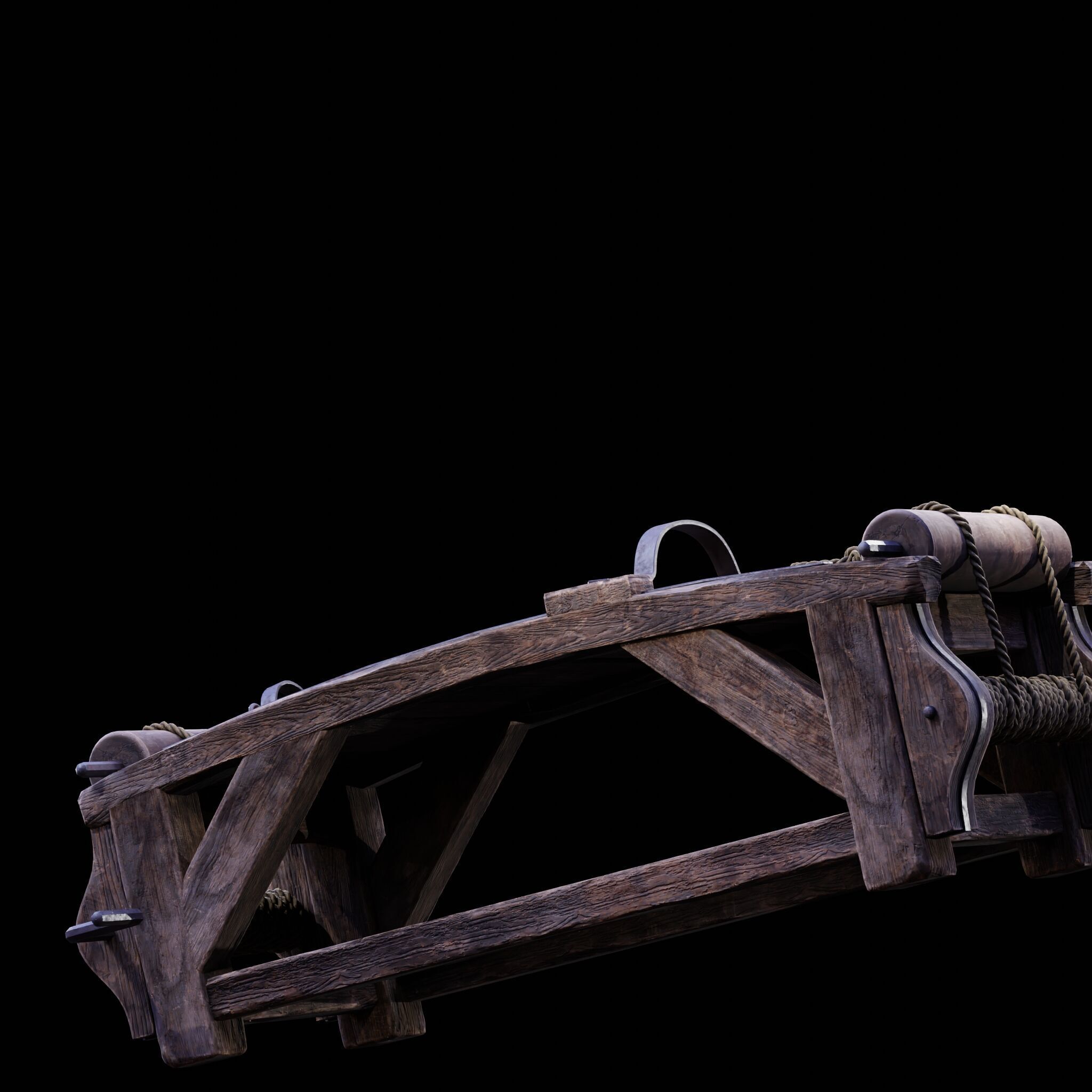 NANITE REAL-TIME MEDIEVAL STRETCHING TABLE - TORTURE DEVICE Low-poly 3D model_44