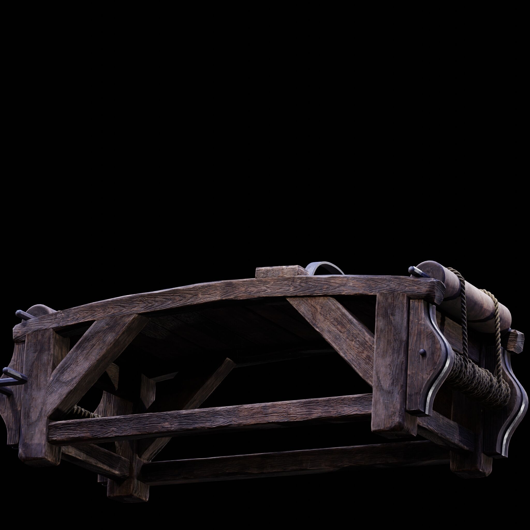 NANITE REAL-TIME MEDIEVAL STRETCHING TABLE - TORTURE DEVICE Low-poly 3D model_43