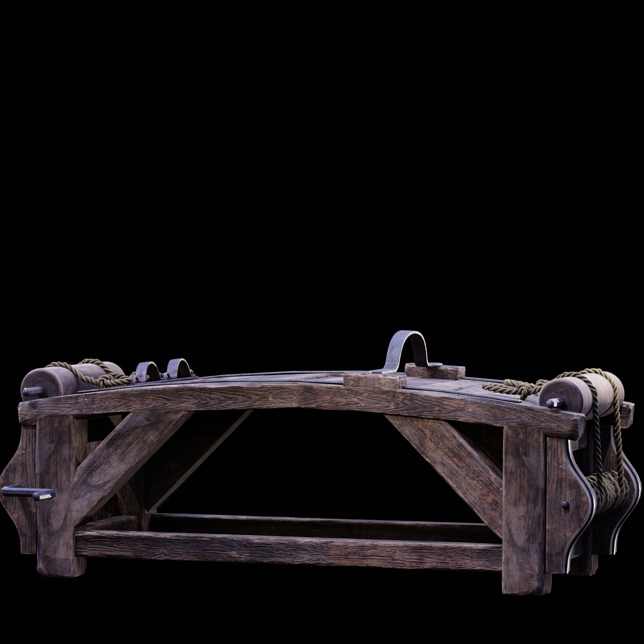 NANITE REAL-TIME MEDIEVAL STRETCHING TABLE - TORTURE DEVICE Low-poly 3D model_42