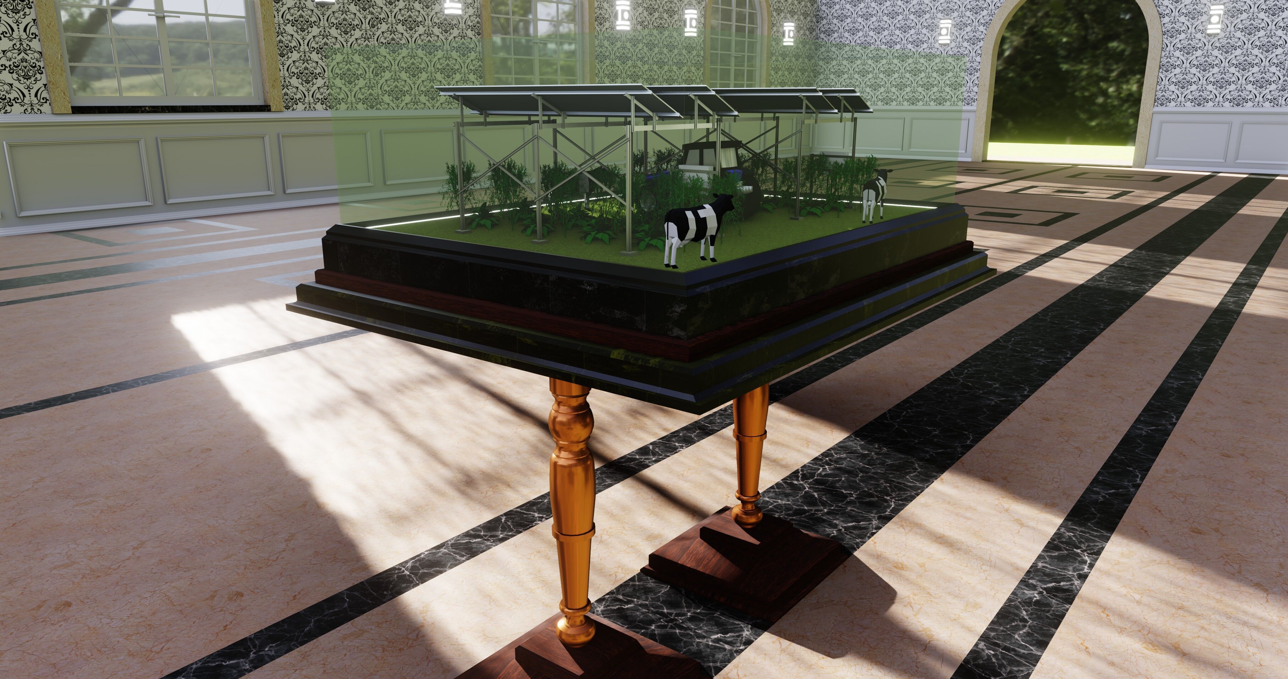 Agricultural Solar Energy Type-1 Table 2x2x8 Diorama Low-poly 3D model_5