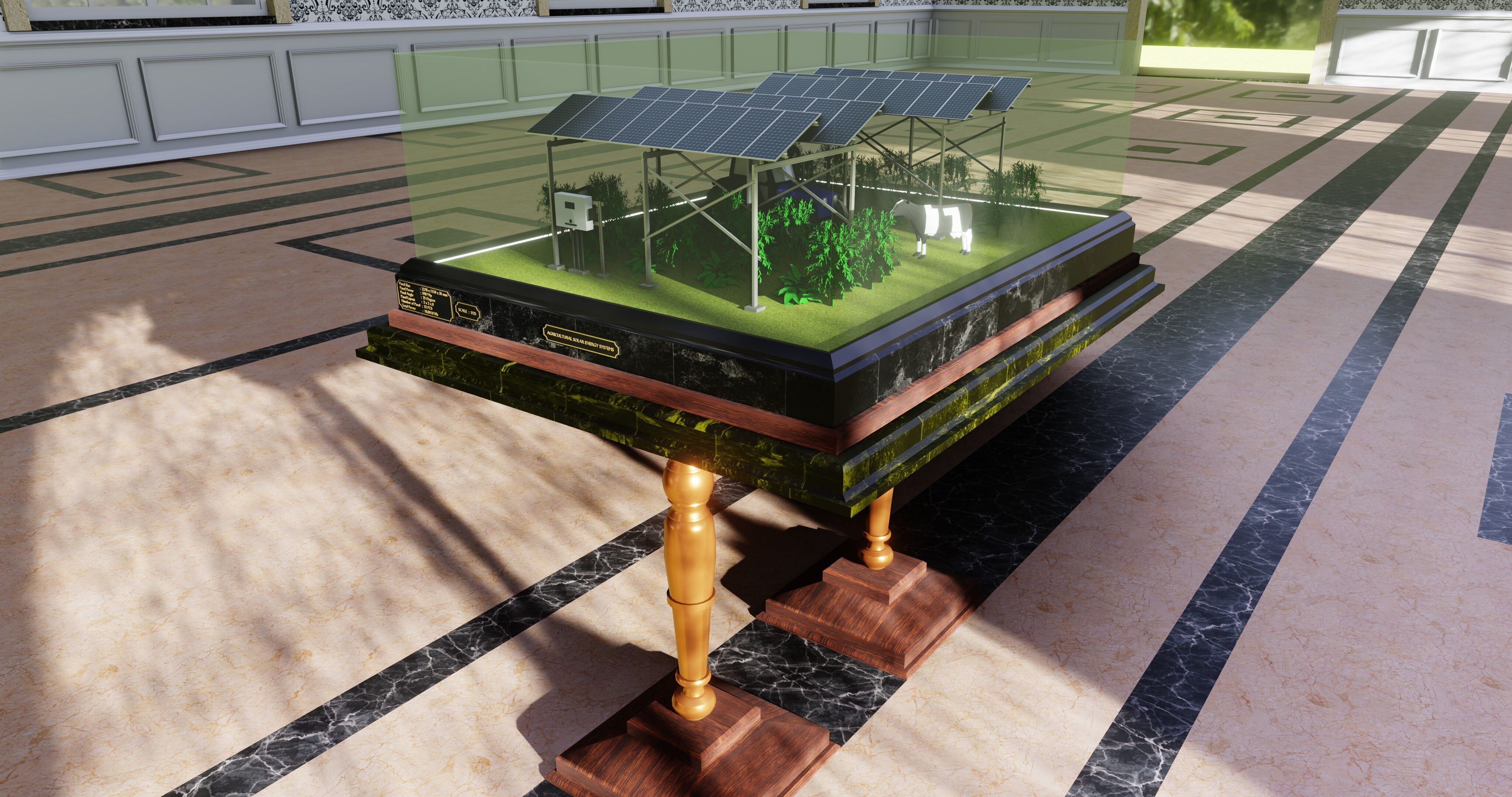 Agricultural Solar Energy Type-1 Table 2x2x8 Diorama Low-poly 3D model_2