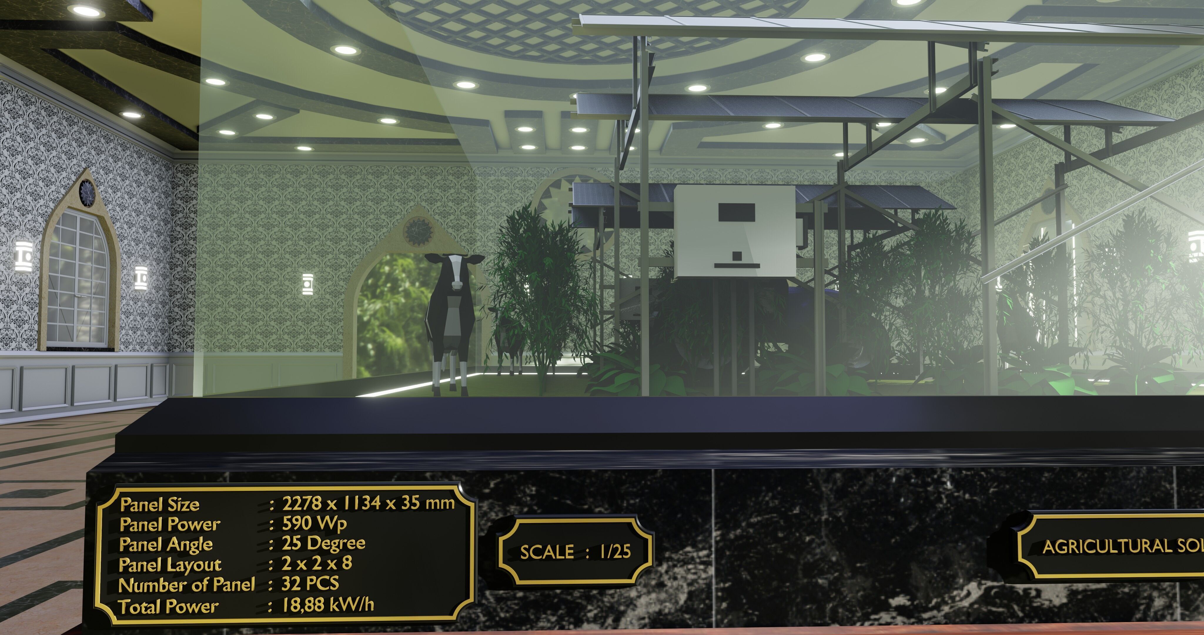 Agricultural Solar Energy Type-1 Table 2x2x8 Diorama Low-poly 3D model_6