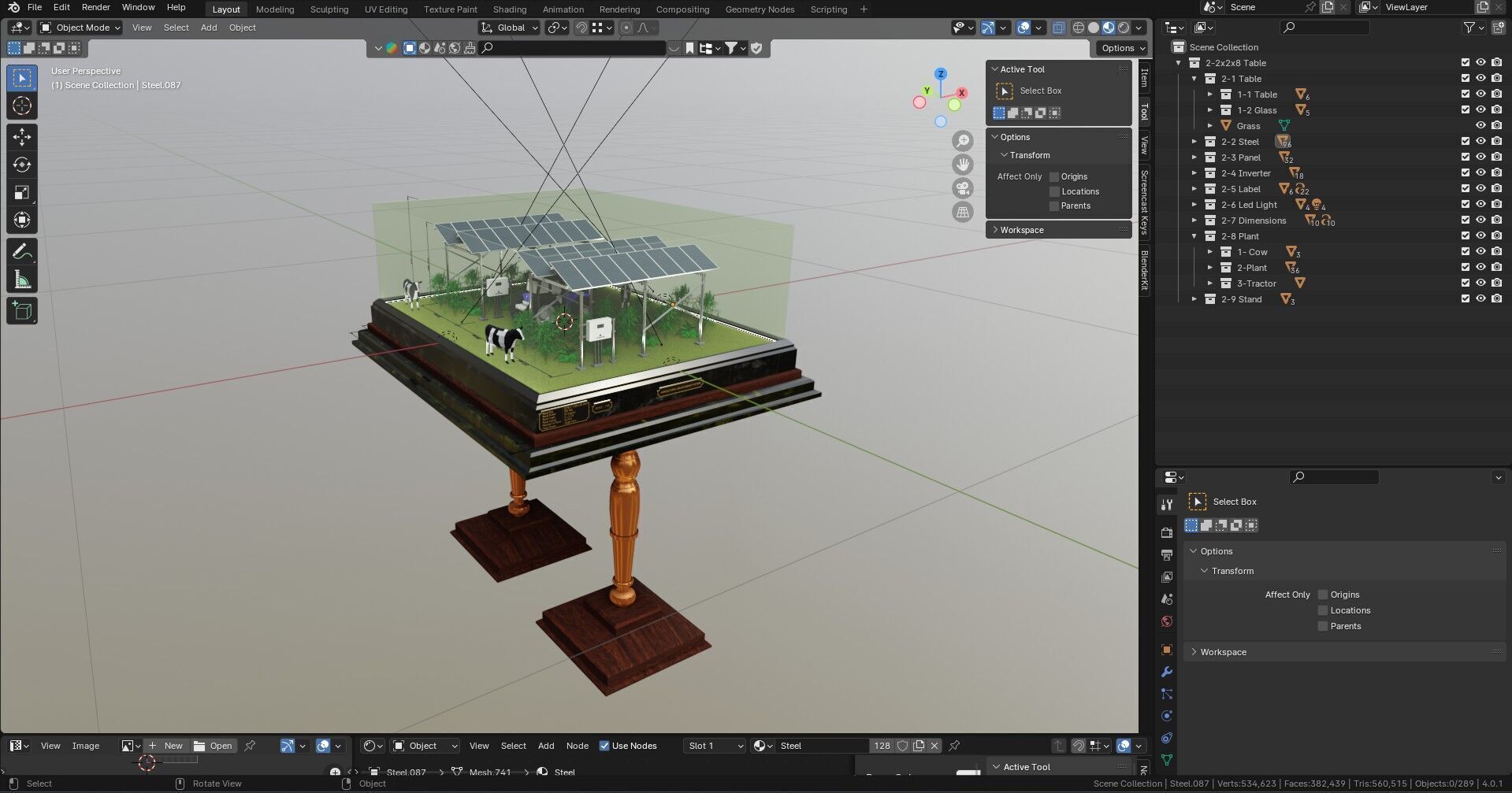 Agricultural Solar Energy Type-1 Table 2x2x8 Diorama Low-poly 3D model_30