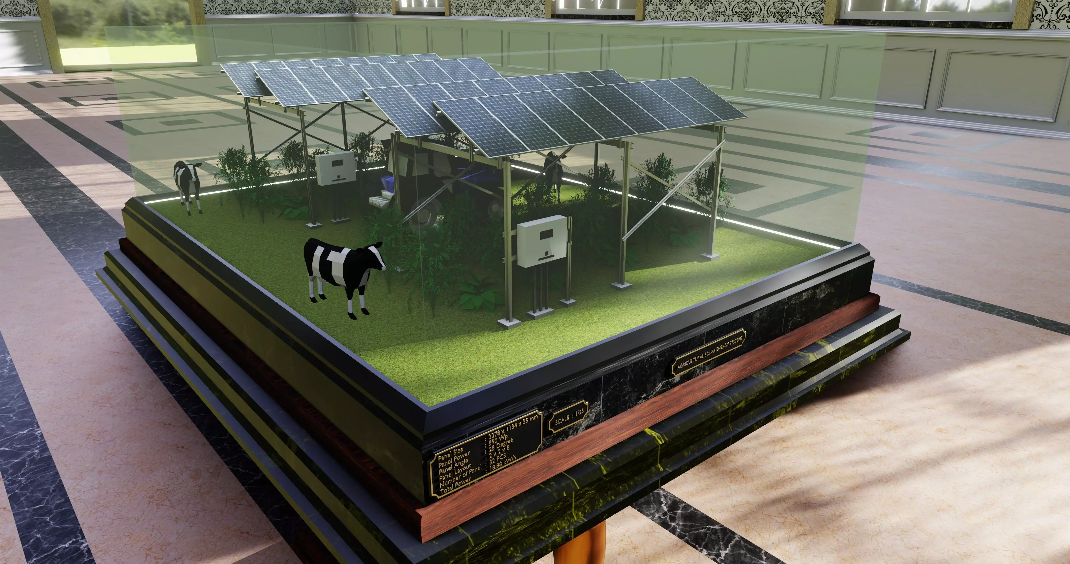 Agricultural Solar Energy Type-1 Table 2x2x8 Diorama Low-poly 3D model_0