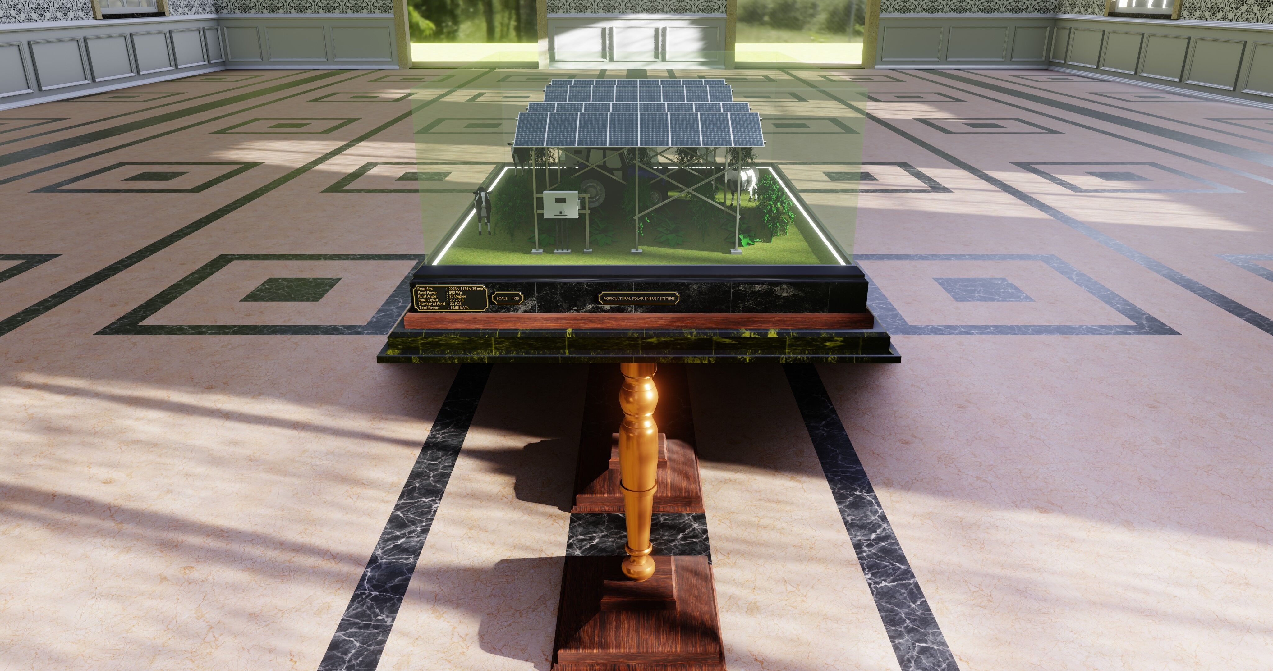 Agricultural Solar Energy Type-1 Table 2x2x8 Diorama Low-poly 3D model_4