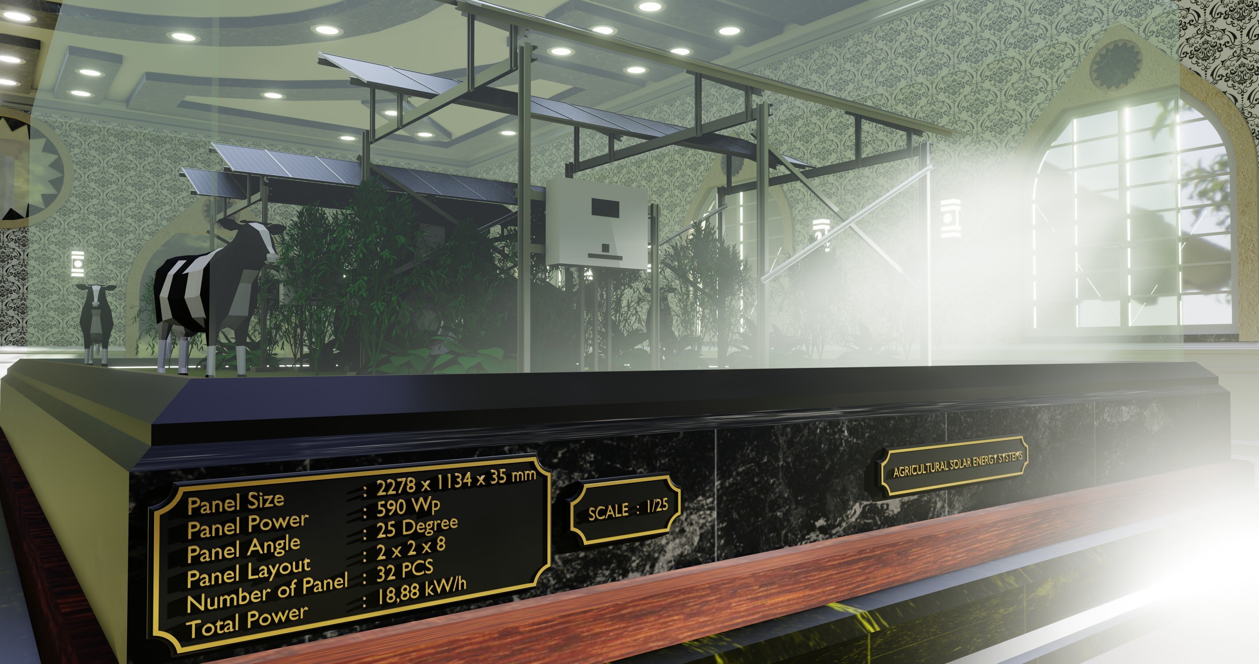 Agricultural Solar Energy Type-1 Table 2x2x8 Diorama Low-poly 3D model_3