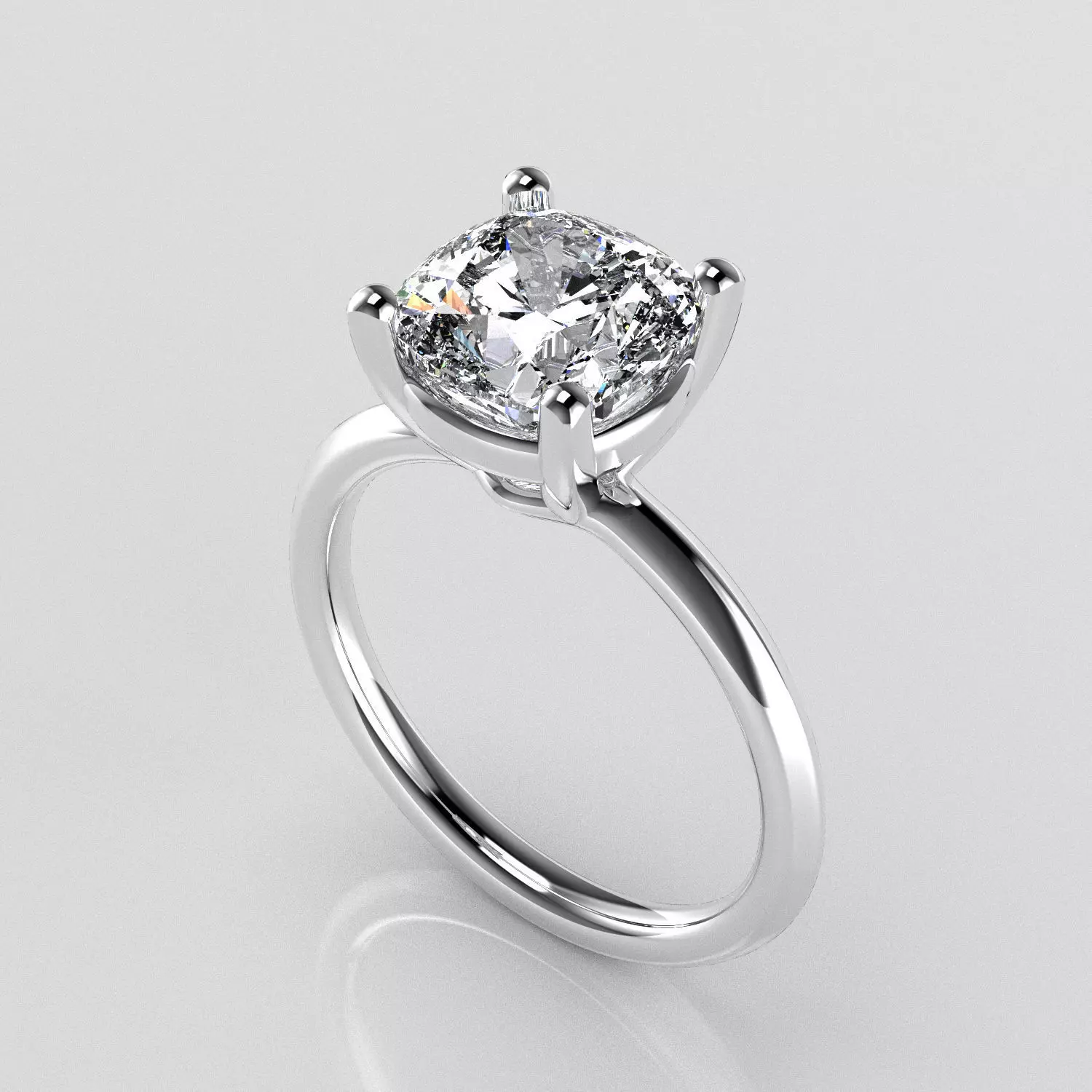 Classic Solitaire Ring - 8 mm Cushion cut - 300 ct points 3D print model
