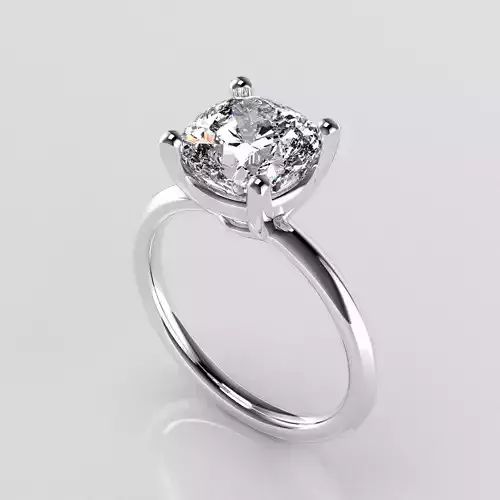 Classic Solitaire Ring - 8 mm Cushion cut - 300 ct points