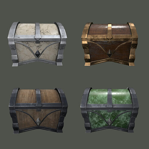 Stylized low poly chests Low-poly 3D model