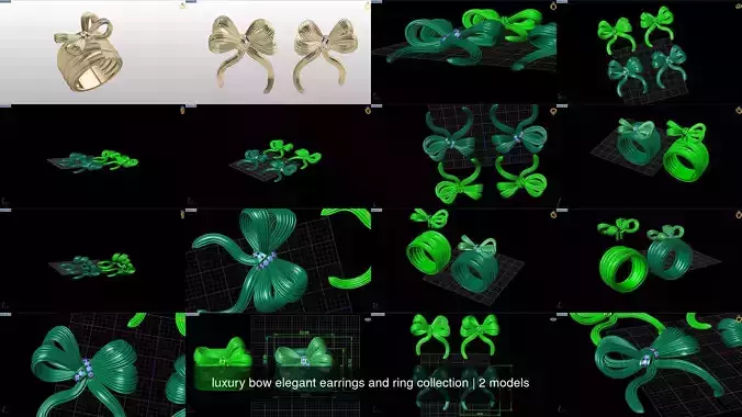 luxury bow elegant earrings and ring collection