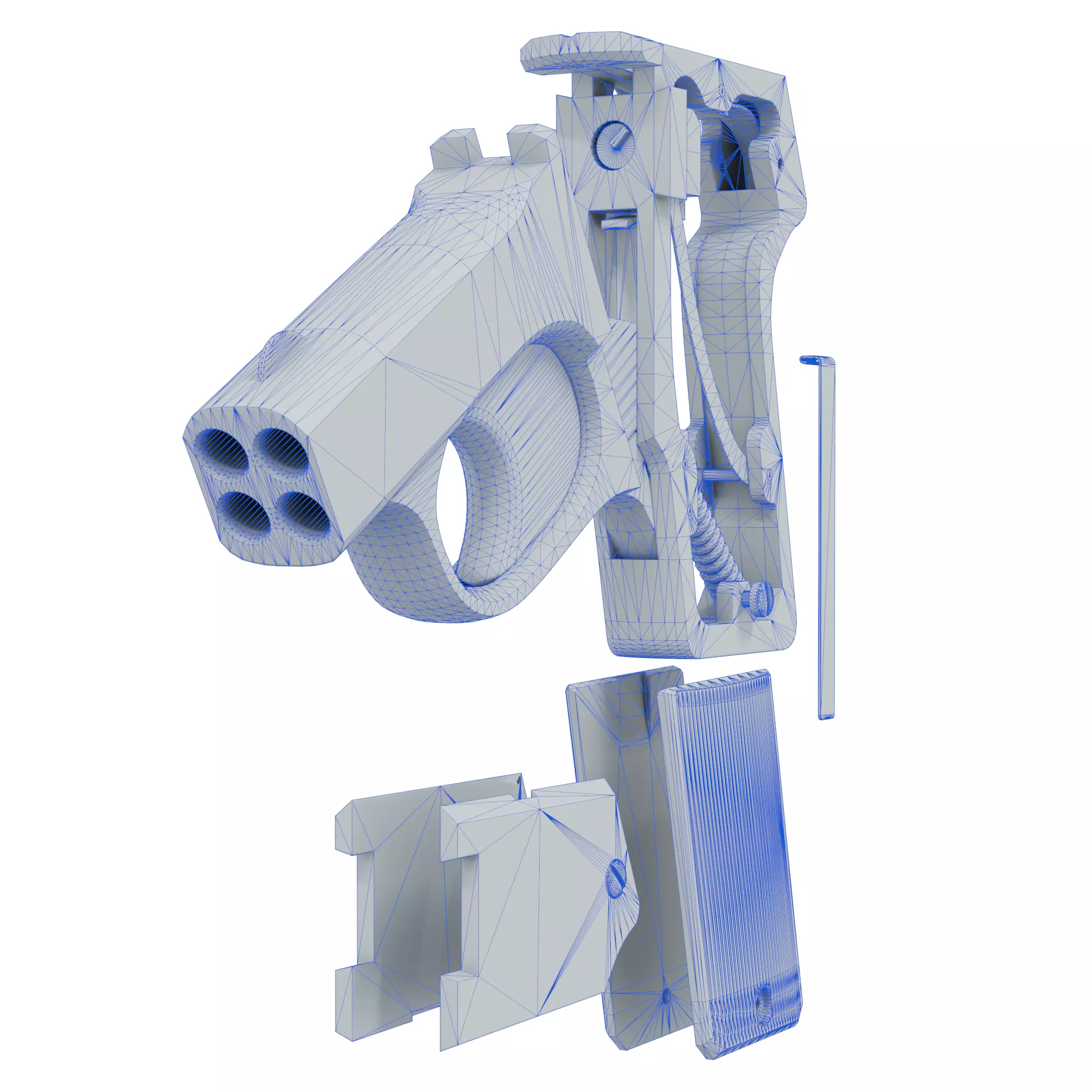 Game Ready Mossberg Brownie Pistol 3D Model Low High Poly 21k Low-poly 3D model_17