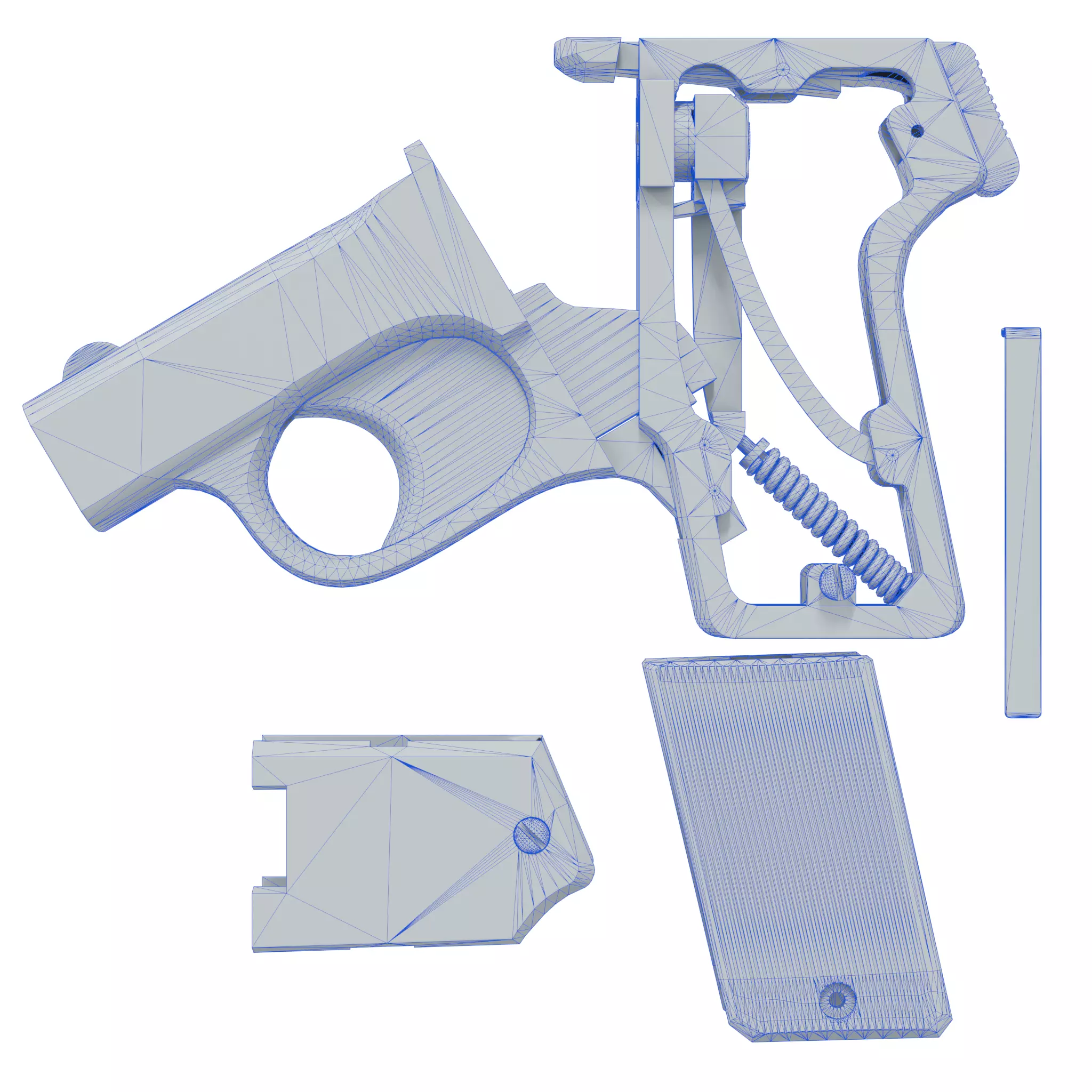 Game Ready Mossberg Brownie Pistol 3D Model Low High Poly 21k Low-poly 3D model_13