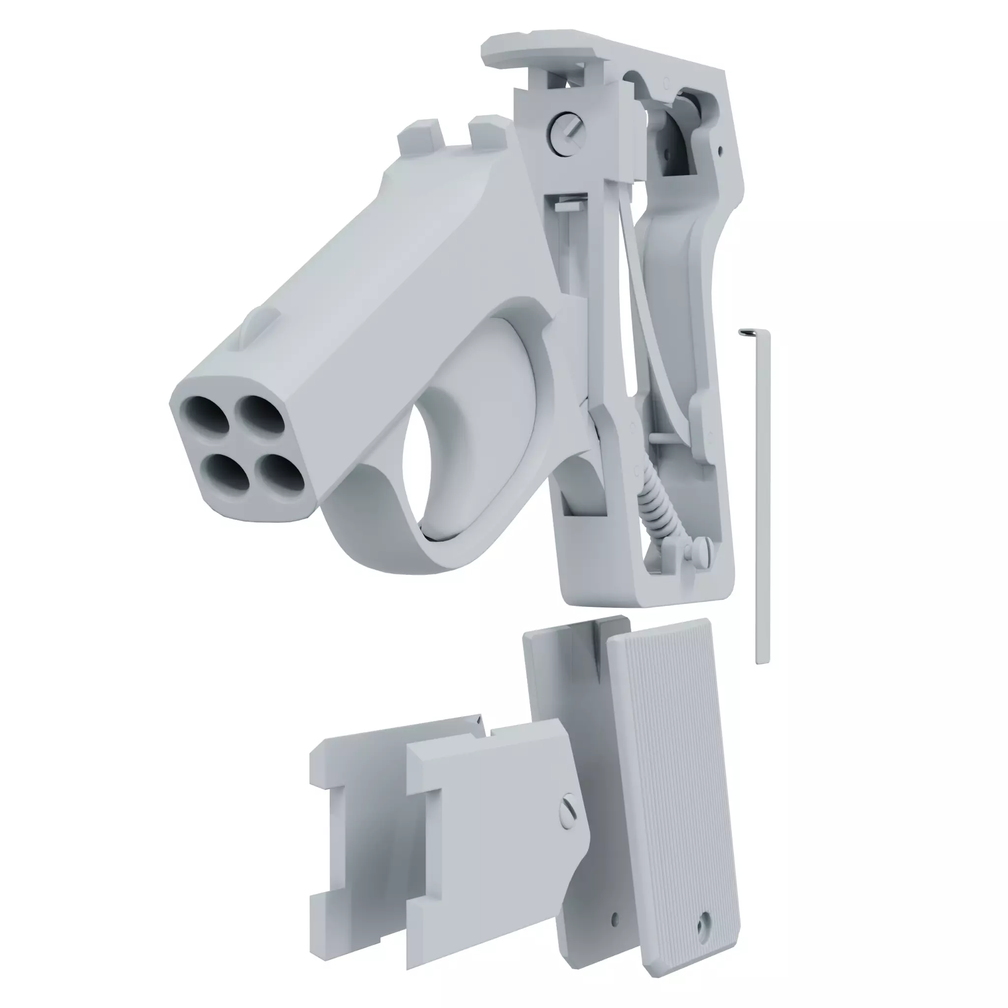 Game Ready Mossberg Brownie Pistol 3D Model Low High Poly 21k Low-poly 3D model_16