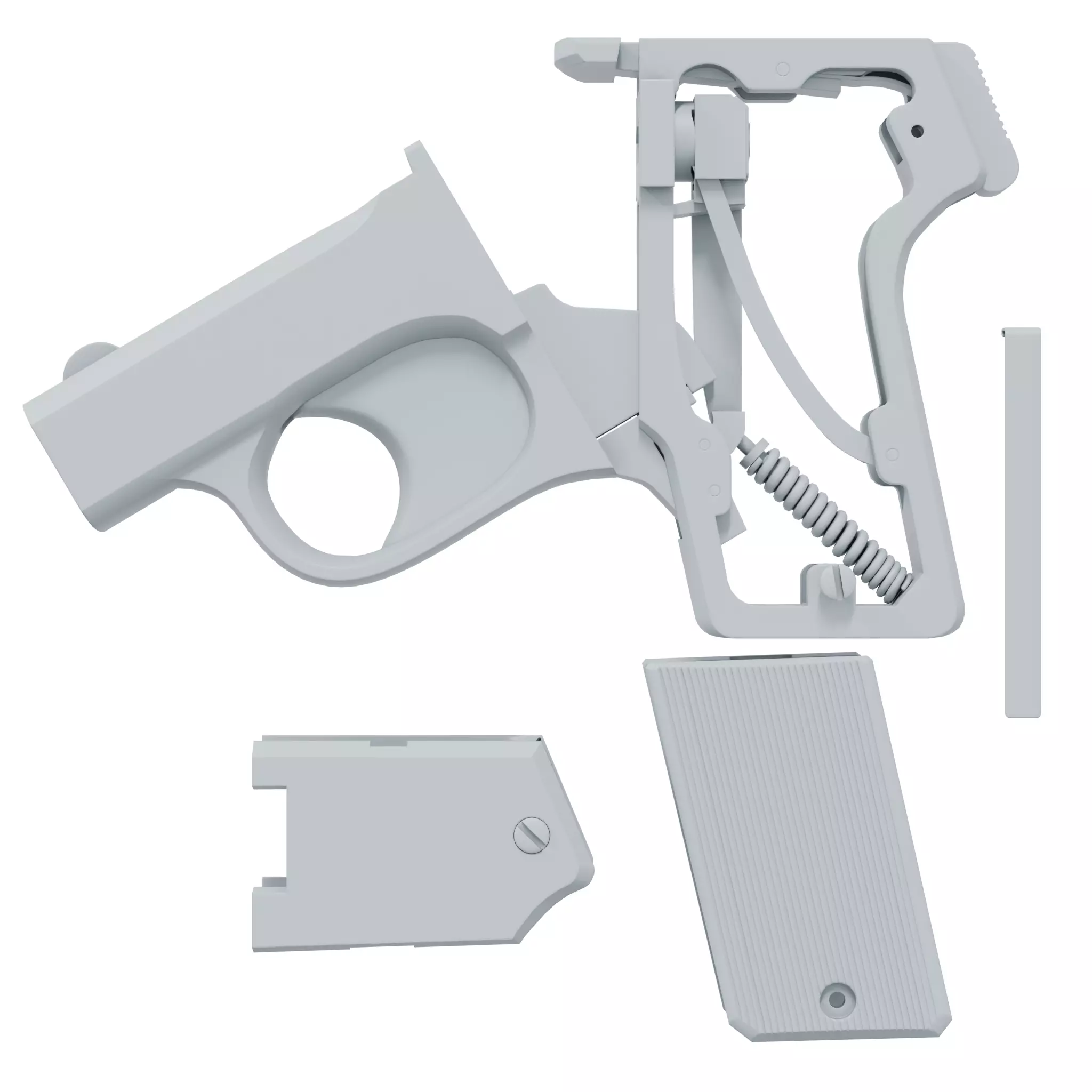 Game Ready Mossberg Brownie Pistol 3D Model Low High Poly 21k Low-poly 3D model_12