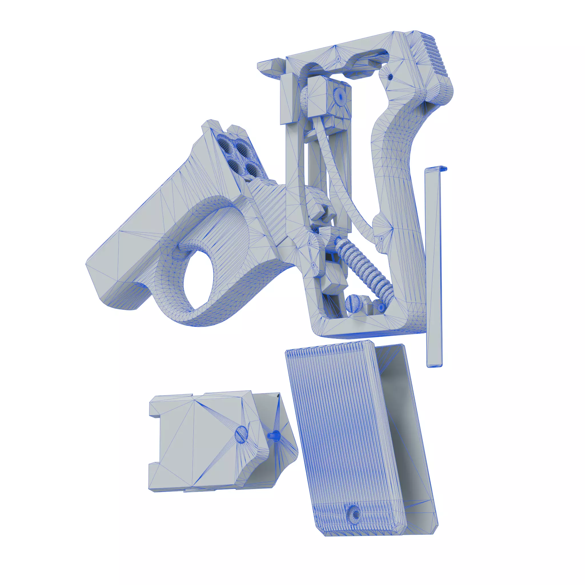 Game Ready Mossberg Brownie Pistol 3D Model Low High Poly 21k Low-poly 3D model_15