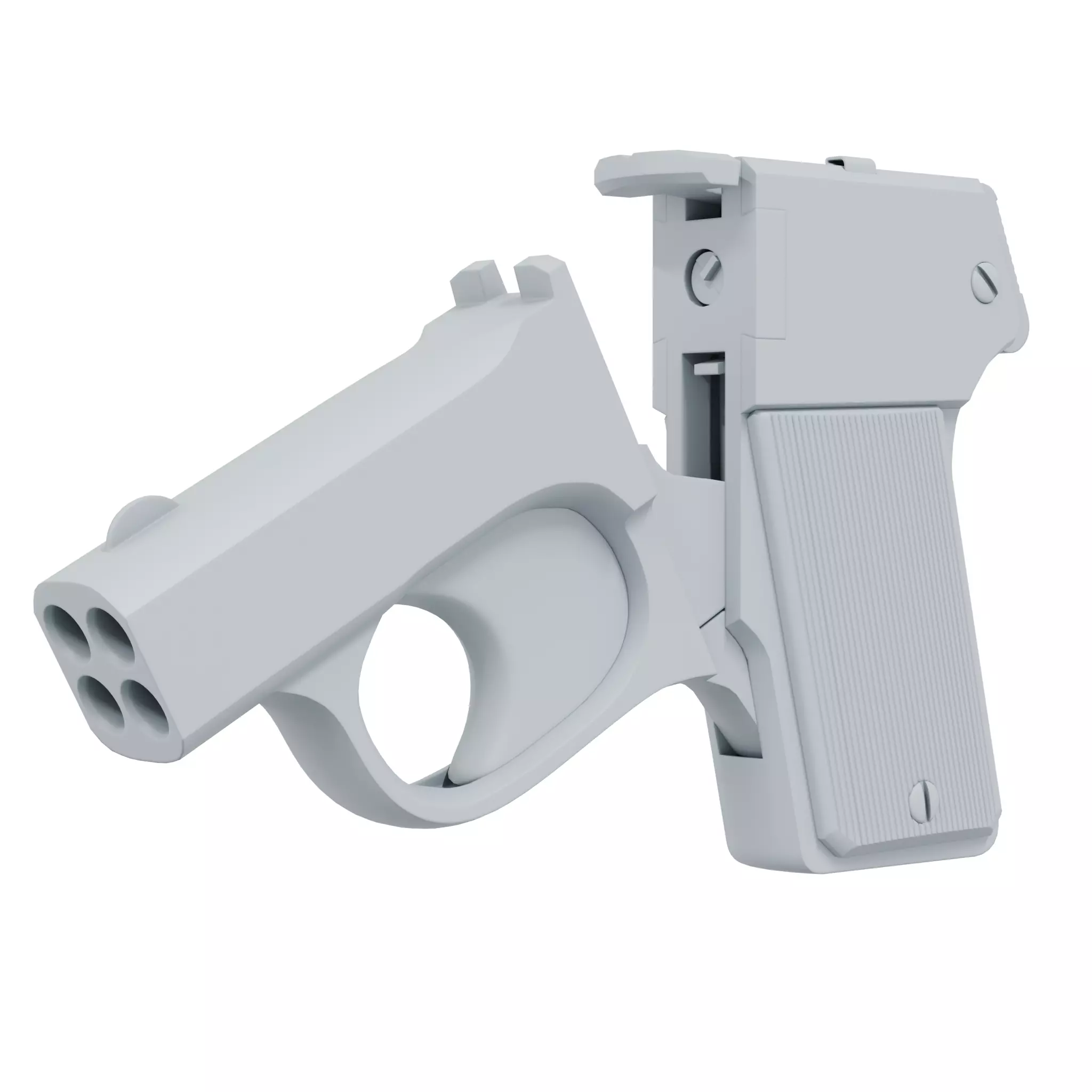 Game Ready Mossberg Brownie Pistol 3D Model Low High Poly 21k Low-poly 3D model_6