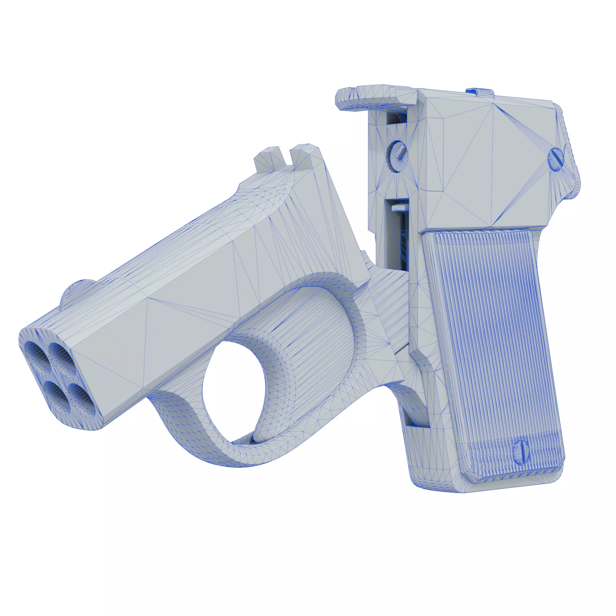 Game Ready Mossberg Brownie Pistol 3D Model Low High Poly 21k Low-poly 3D model_7