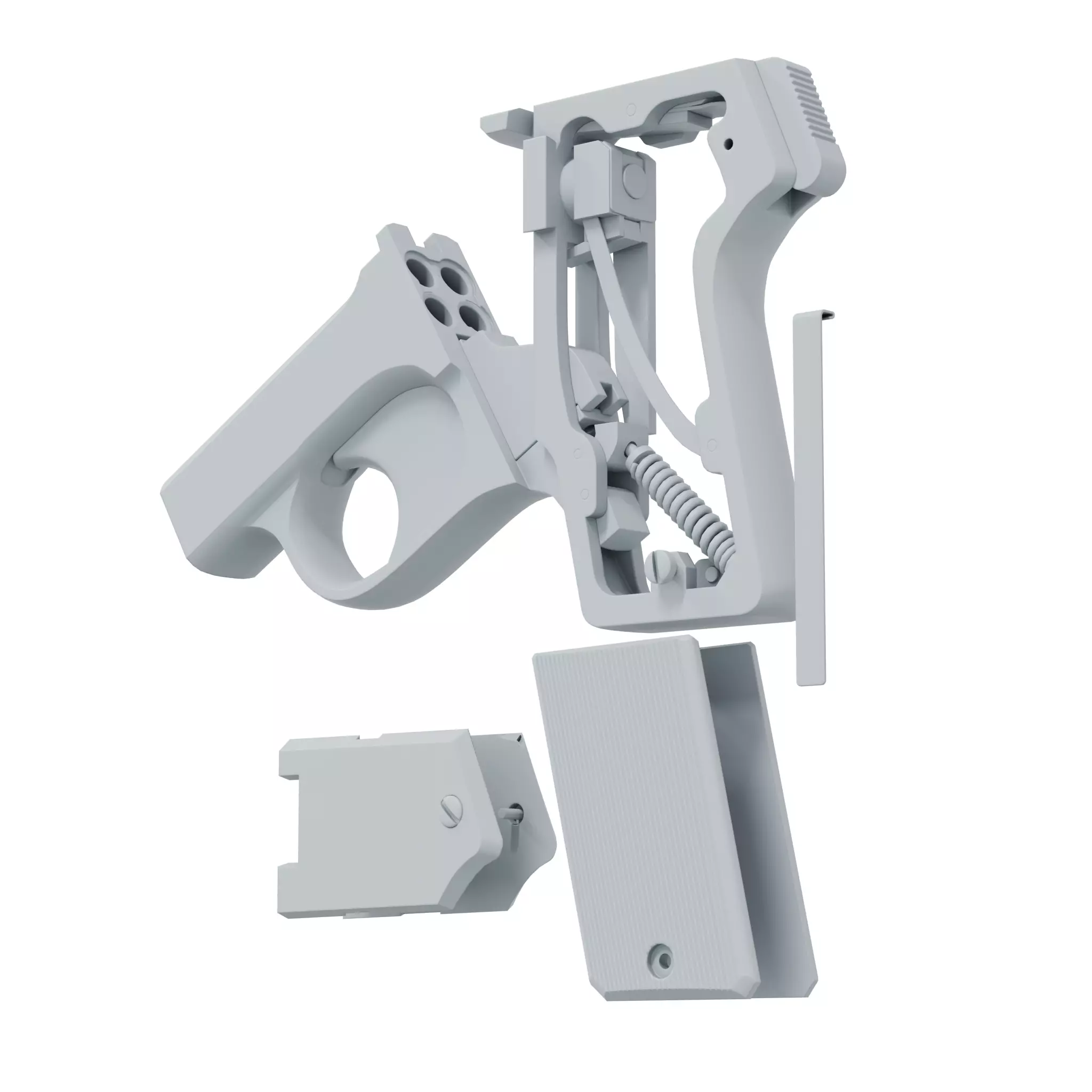 Game Ready Mossberg Brownie Pistol 3D Model Low High Poly 21k Low-poly 3D model_14