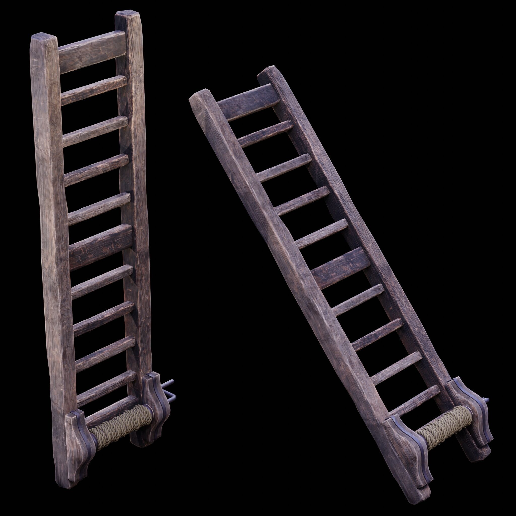 NANITE GAME READY - THE LADDER - RACK - MEDIEVAL TORTURE DEVICE Low-poly 3D model_15